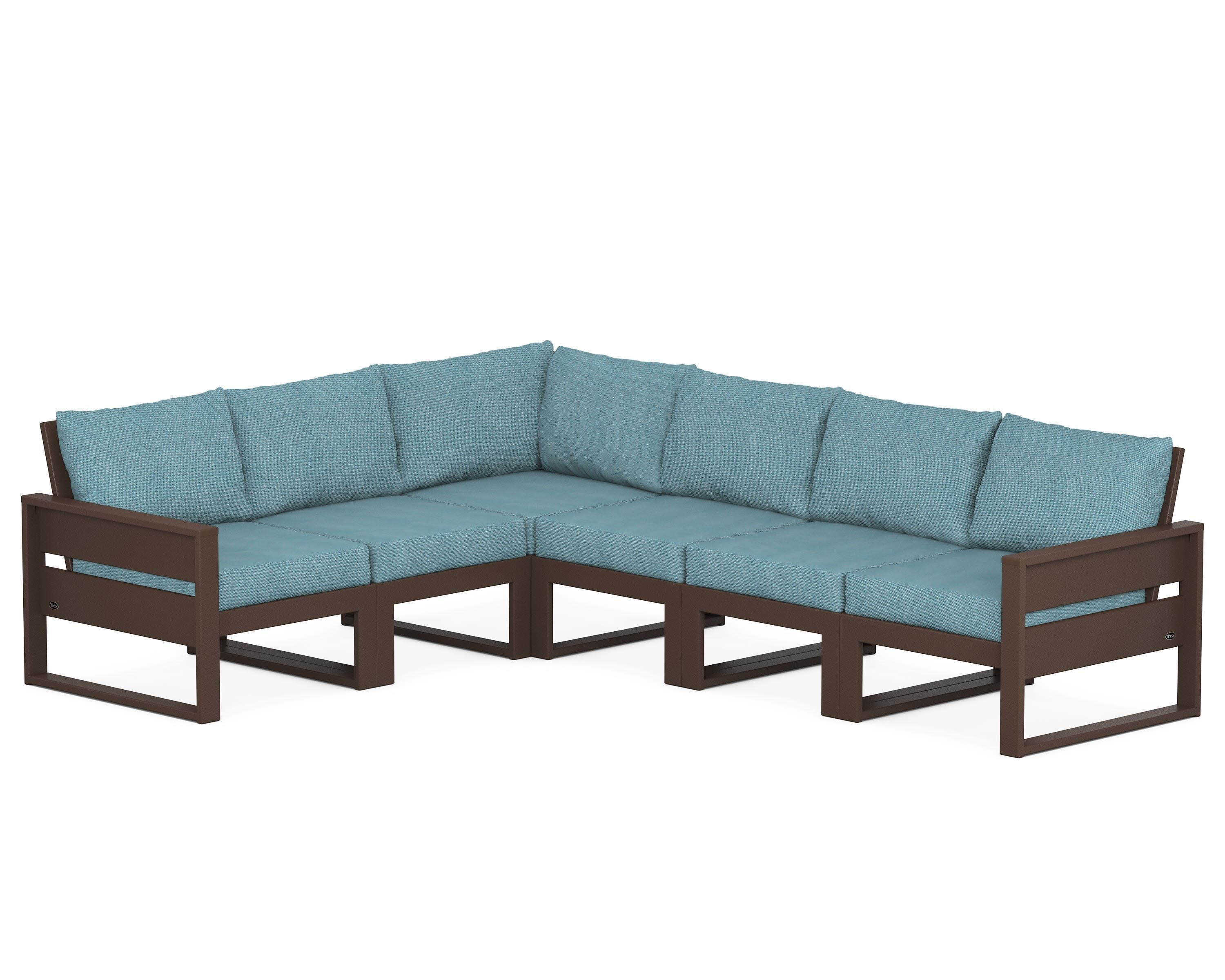 Eastport 6-Piece Sectional in Vintage Lantern / Lattice Sky Blue