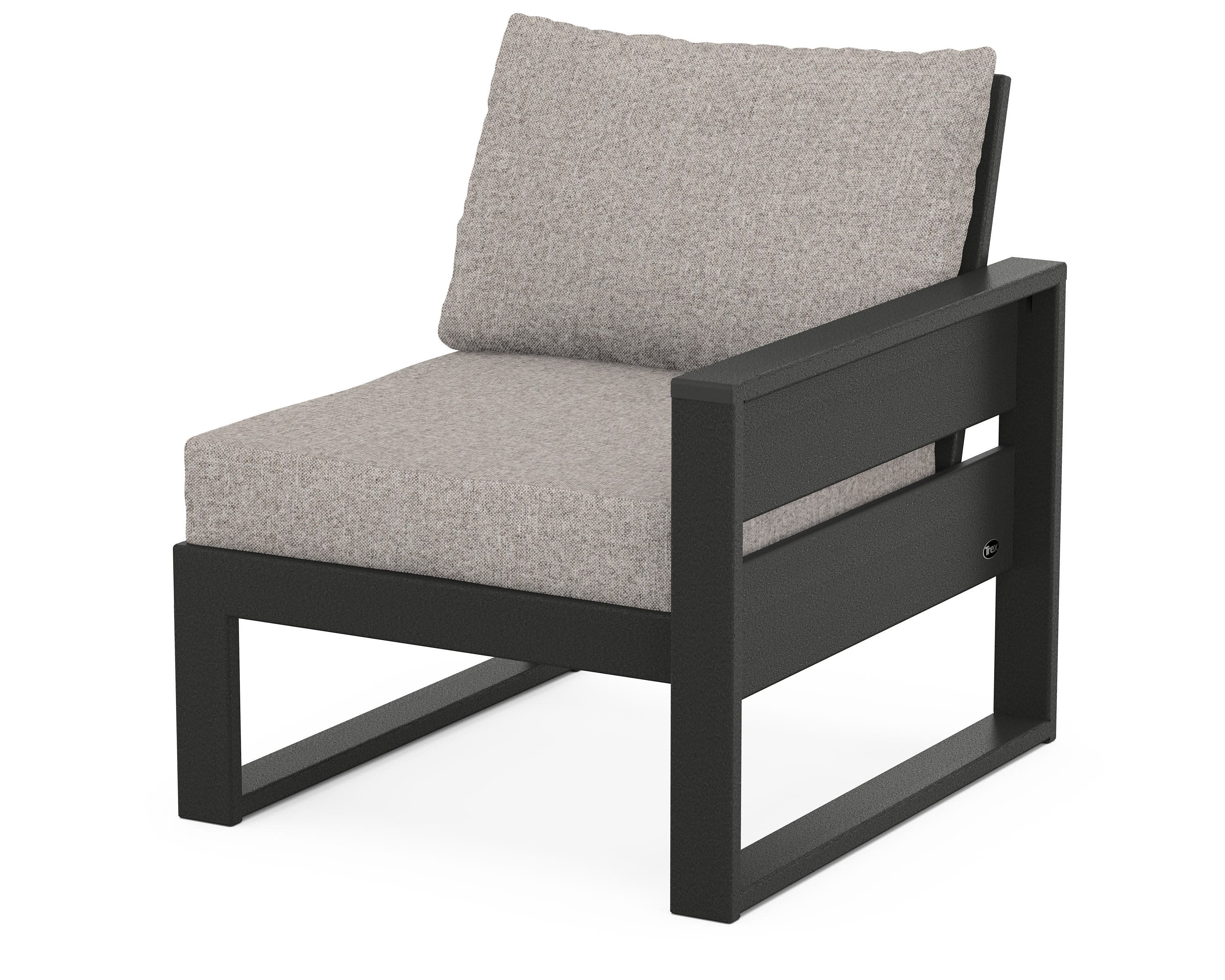 Eastport Modular Right Arm Chair in Charcoal Black / Weathered Tweed