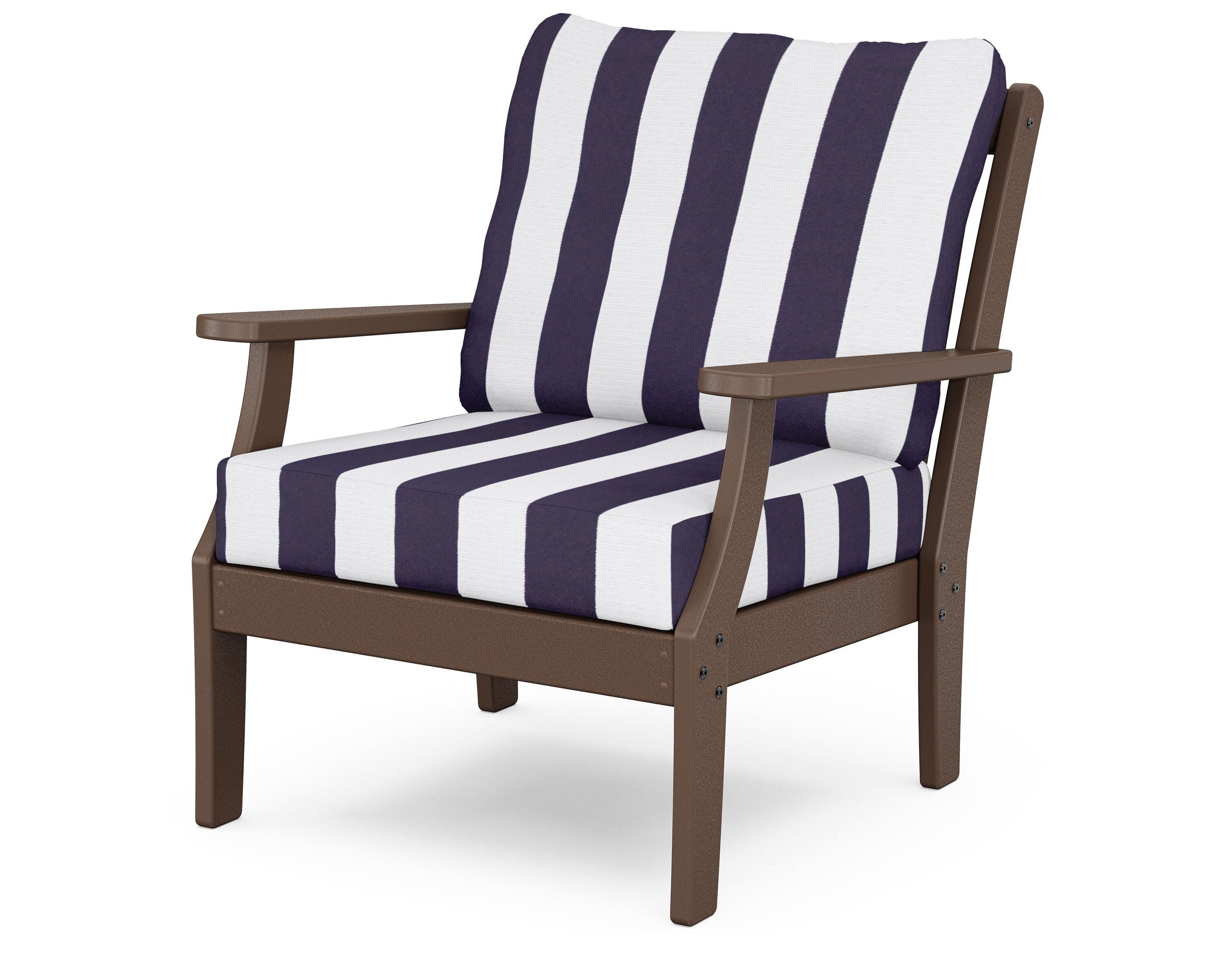 Yacht Club Deep Seating Chair in Vintage Lantern / Cabana Stripe Navy
