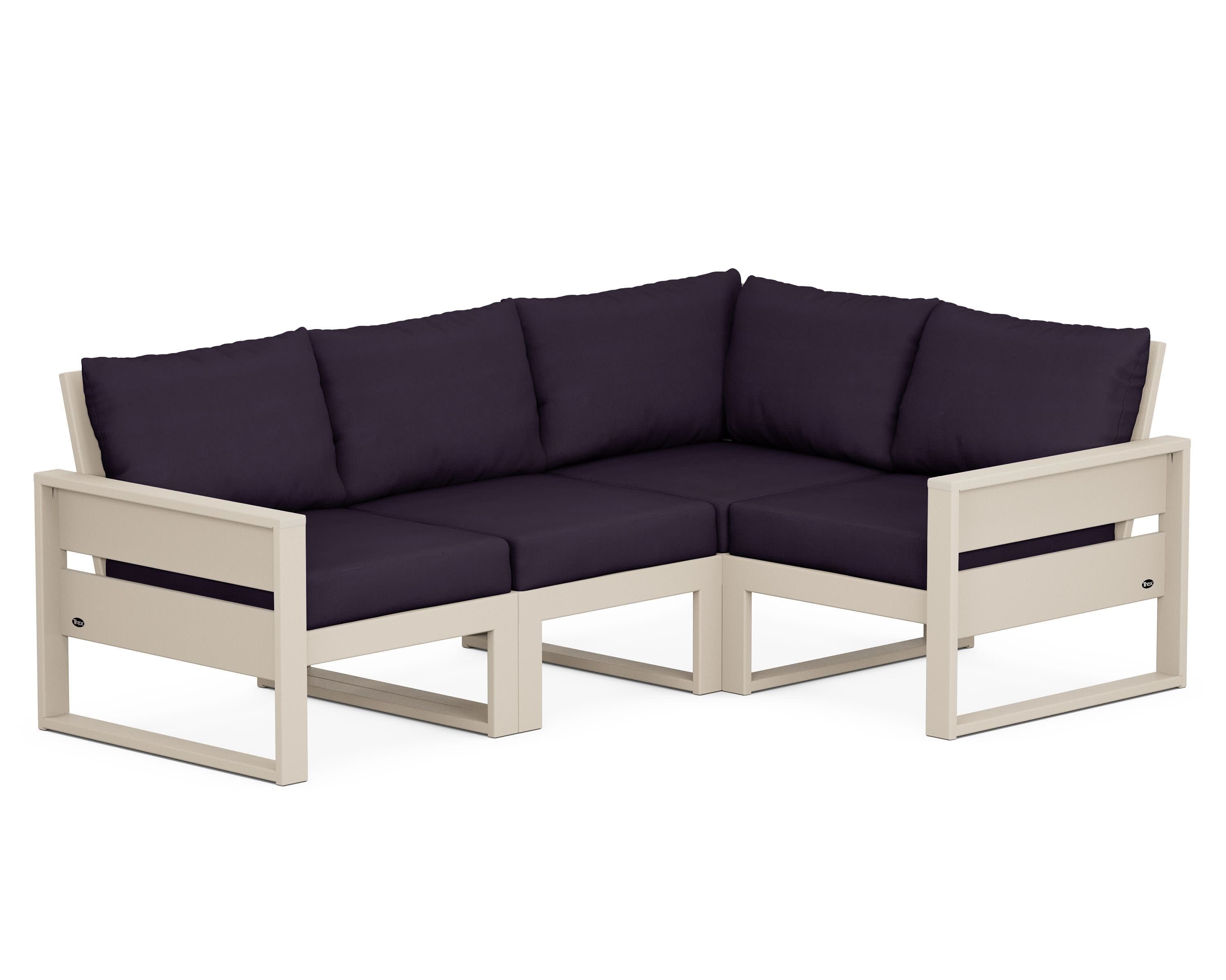 Eastport 4- Piece Sectional in Sand Castle / Navy Linen