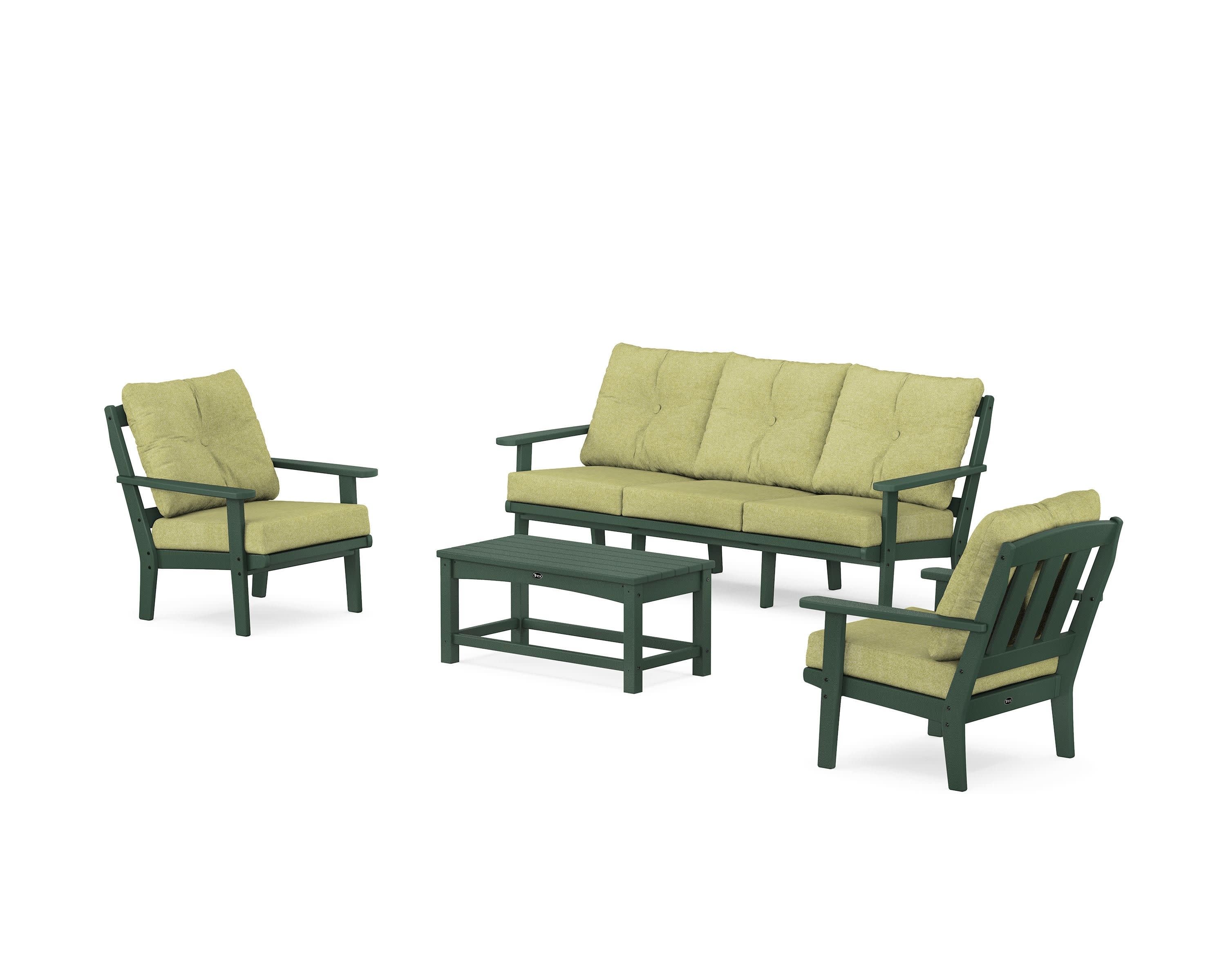 Cape Cod 4-Piece Deep Seating Set with Sofa in Rainforest Canopy / Chartreuse Boucle