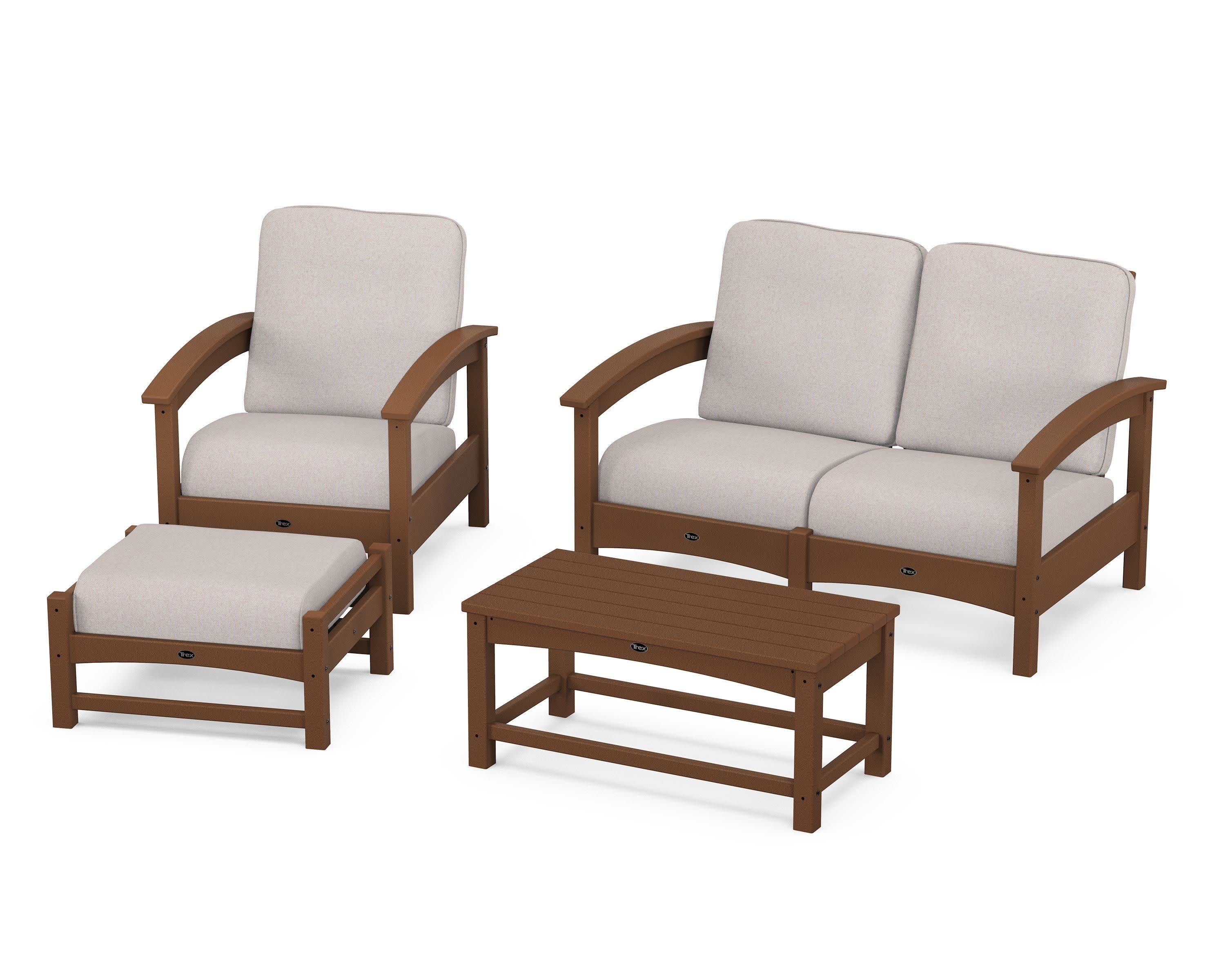 Rockport 4-Piece Deep Seating Conversation Group in Tree House / Dune Burlap