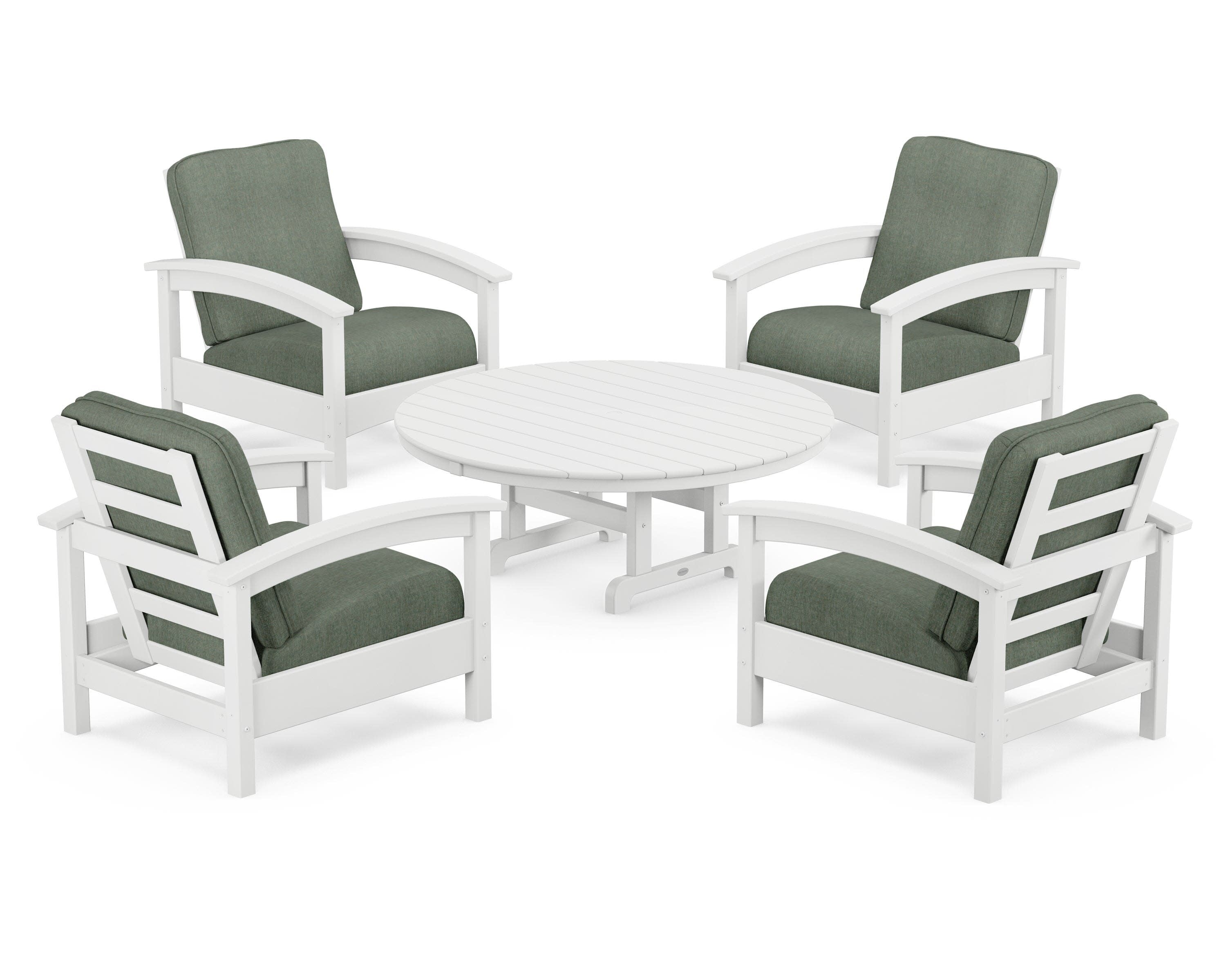 Rockport 5-Piece Deep Seating Set in Classic White / Cast Sage