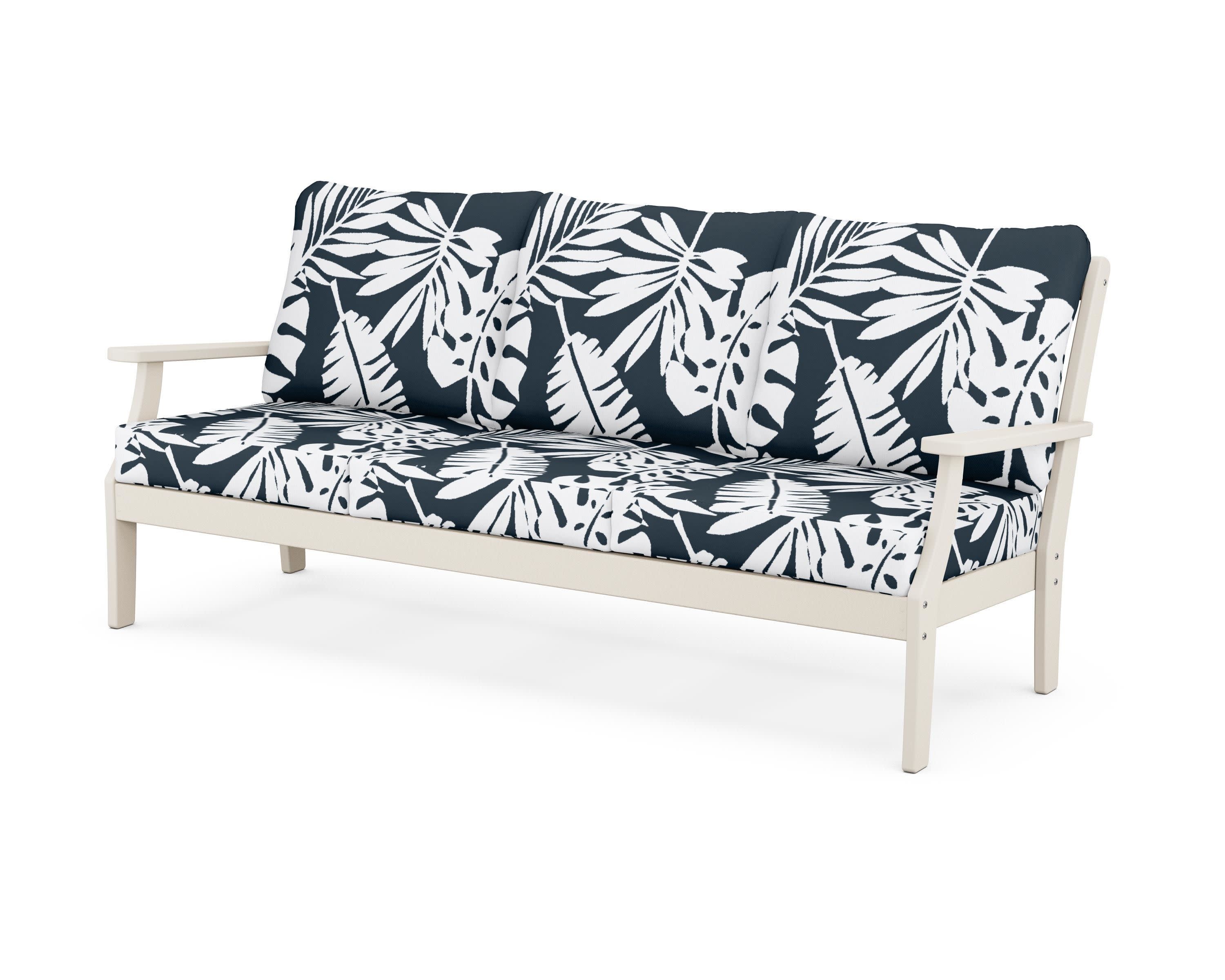 Yacht Club Deep Seating Sofa in Sand Castle / Leaf Marine Indigo