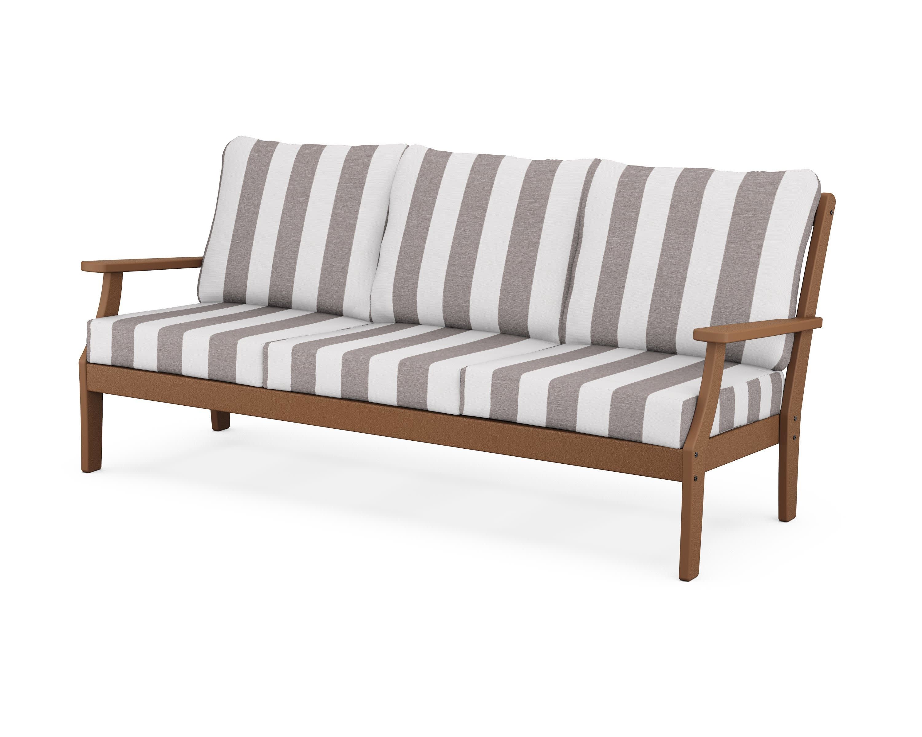 Yacht Club Deep Seating Sofa in Tree House / Cabana Stripe Grey Mist