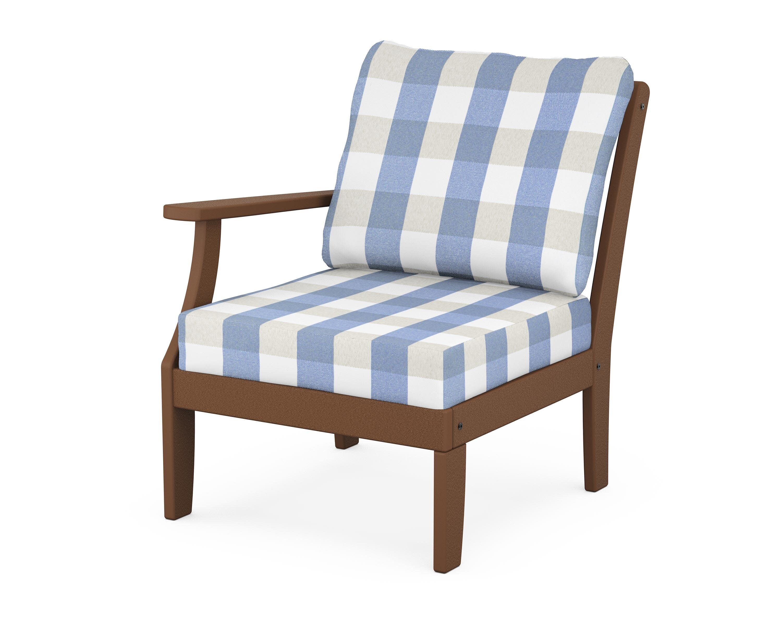 Yacht Club Modular Left Arm Chair in Tree House / Buffalo Plaid Sky Blue