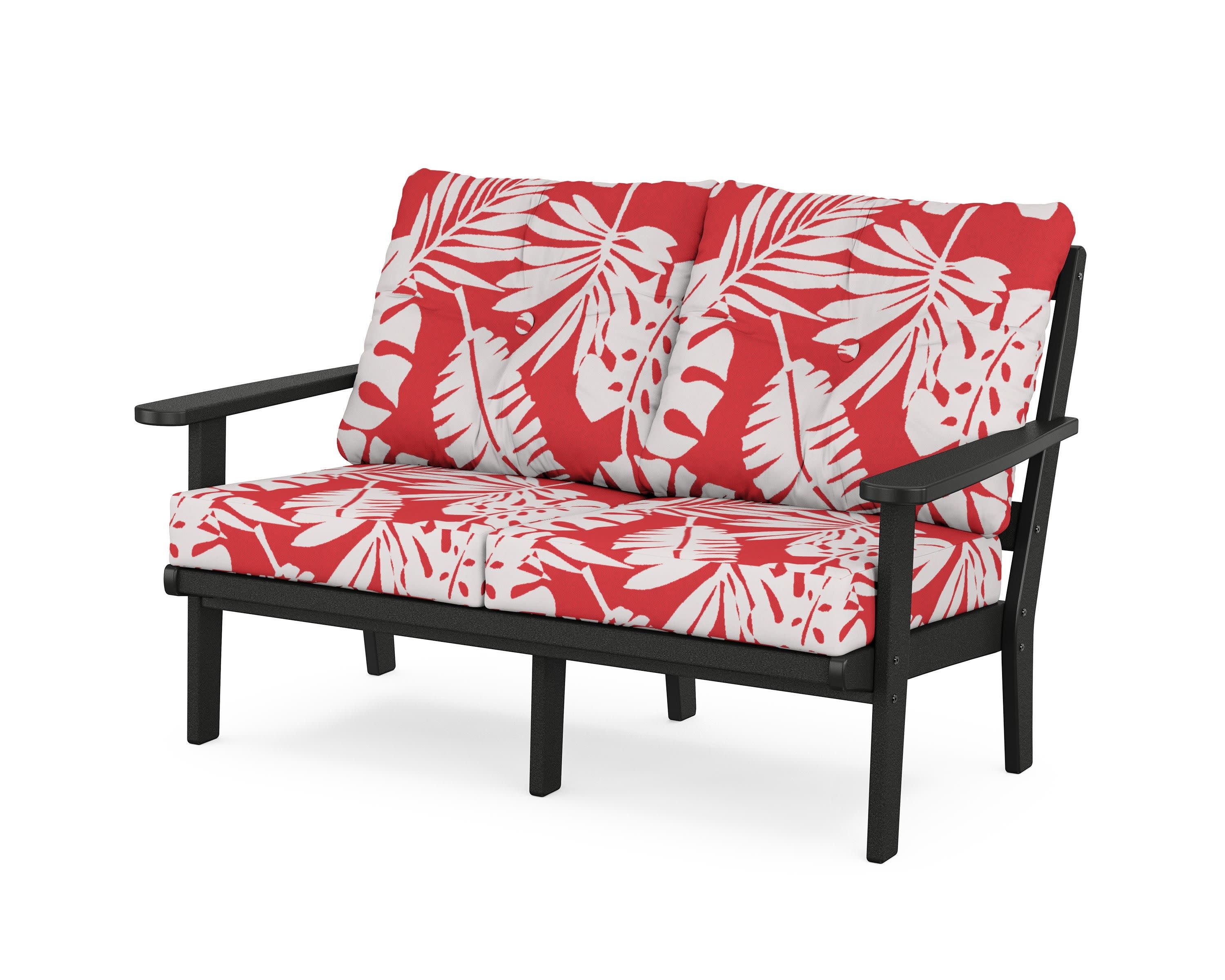 Cape Cod Deep Seating Loveseat in Charcoal Black / Leaf Crimson