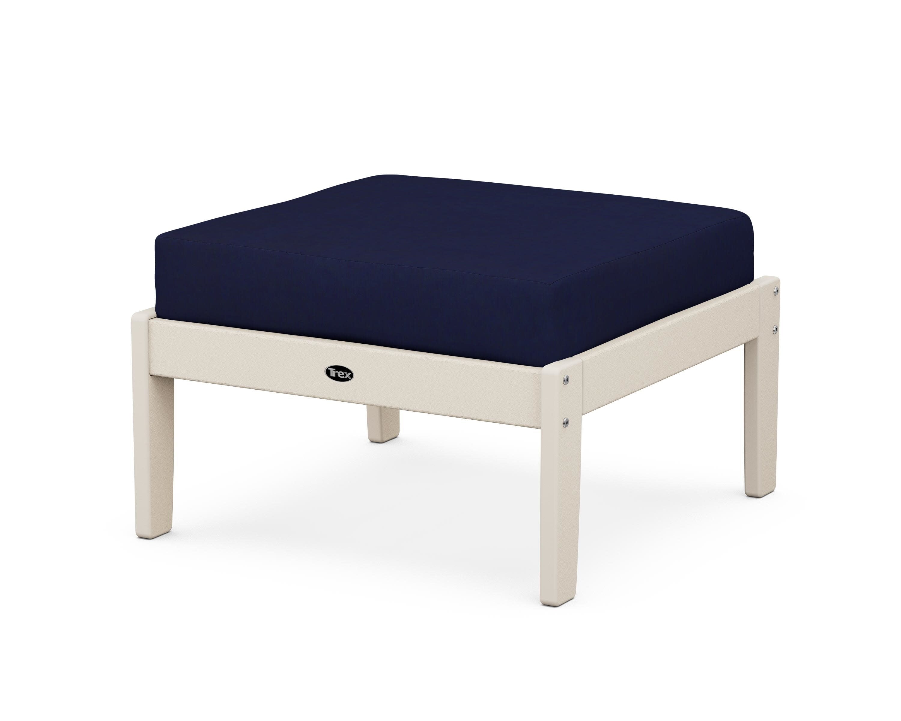 Yacht Club Deep Seating Ottoman in Sand Castle / Navy