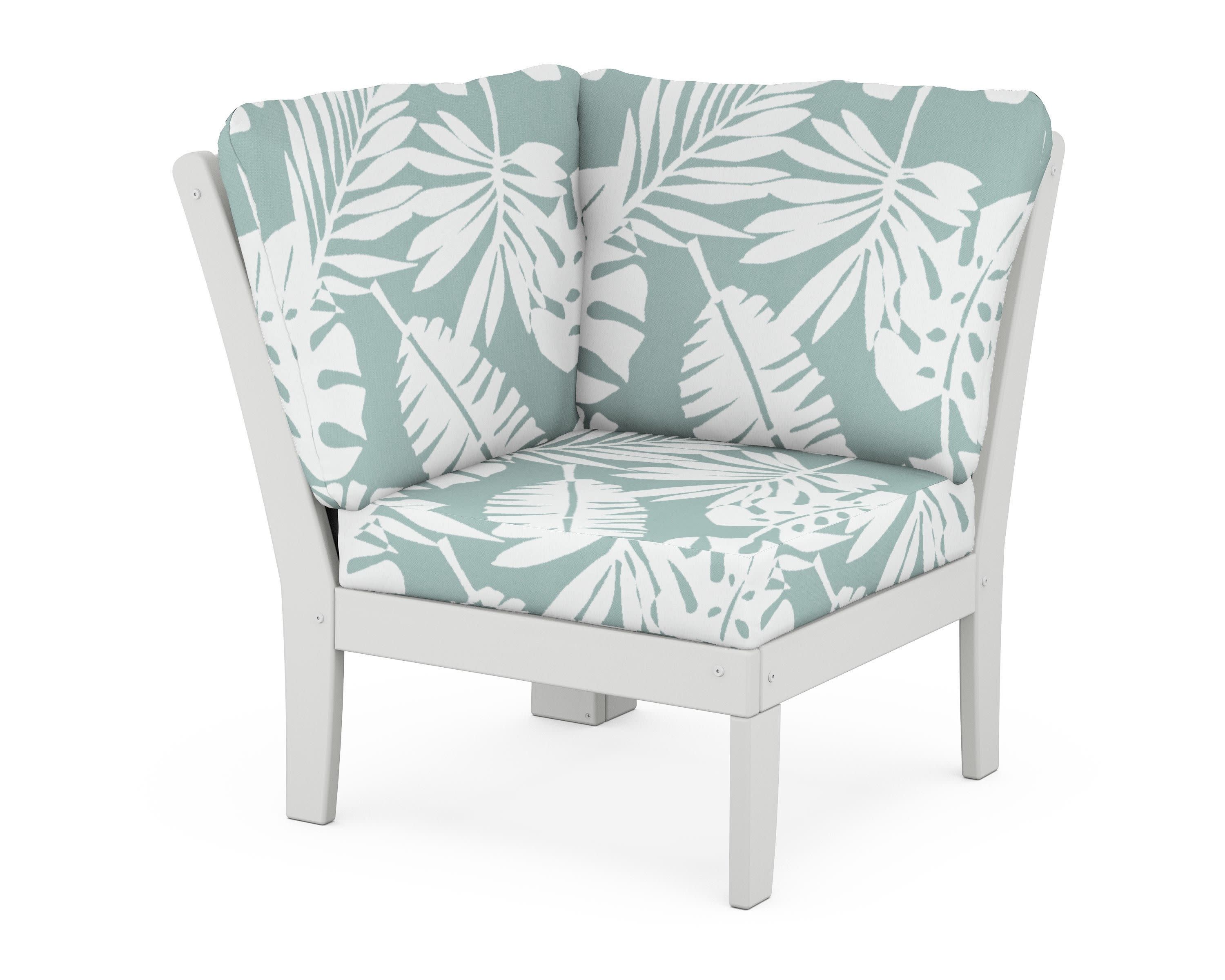 Yacht Club Modular Corner Chair in Classic White / Leaf Glacier Spa
