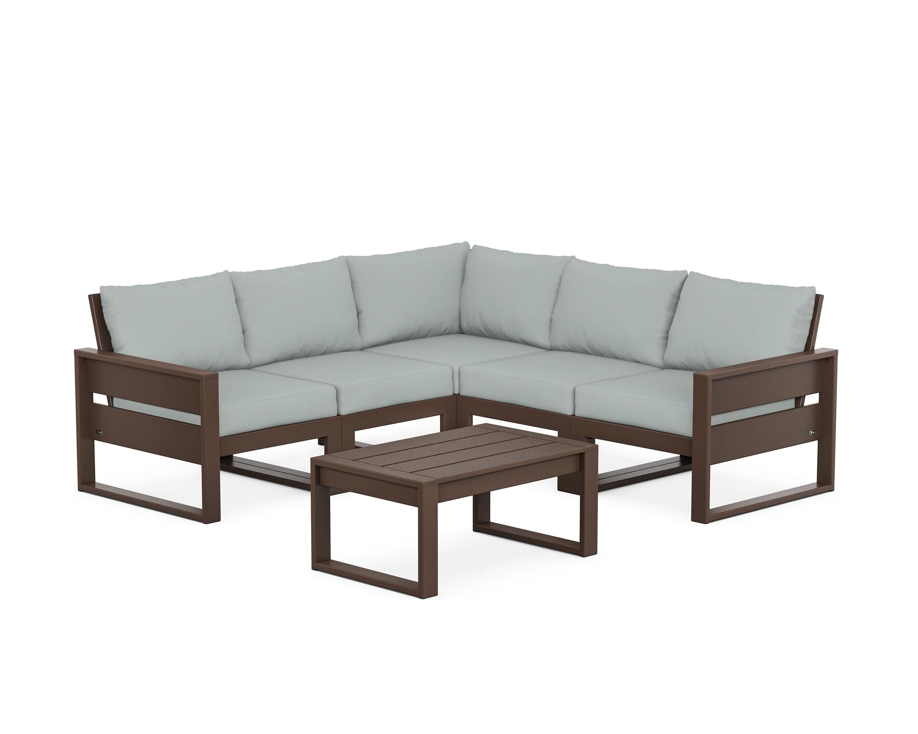 Eastport 6-Piece Deep Seating Sectional + Coffee Table Set in Vintage Lantern / Spa