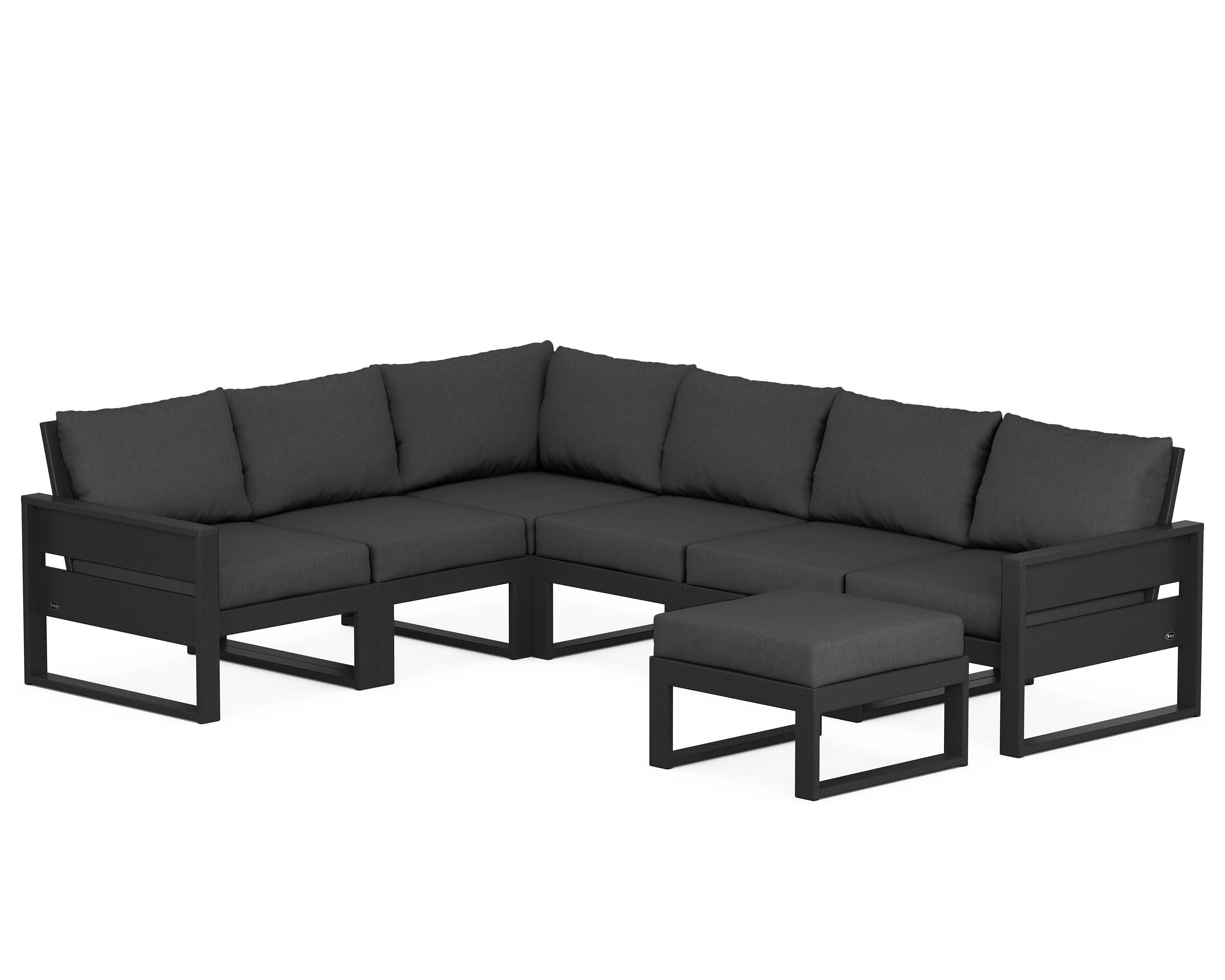 Eastport 6-Piece Sectional with Ottoman in Charcoal Black / Spectrum Carbon