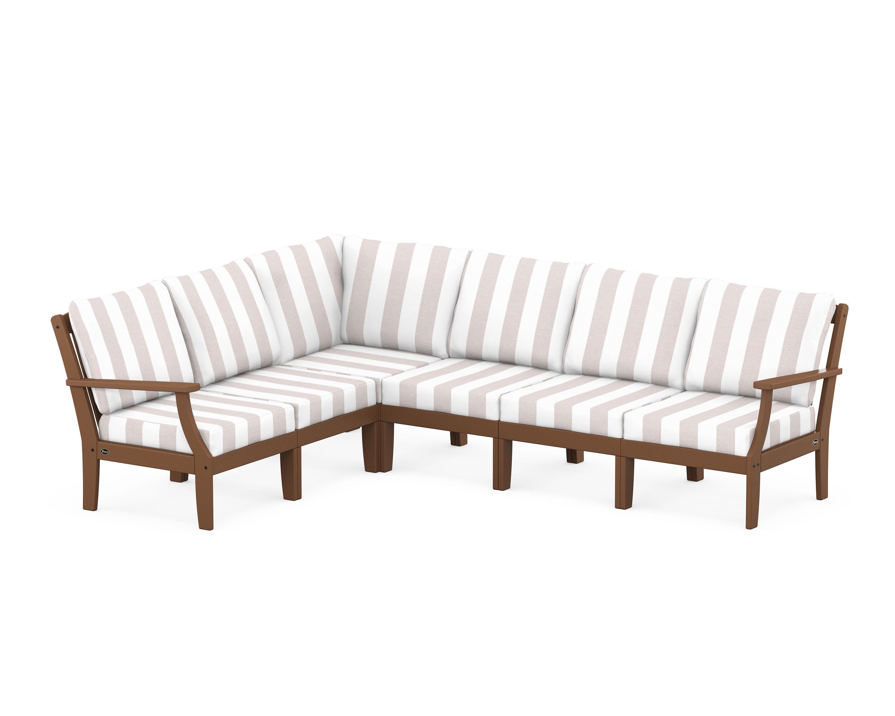 Yacht Club Modular 6-Piece Deep Seating Set in Tree House / Cabana Stripe Dune Burlap