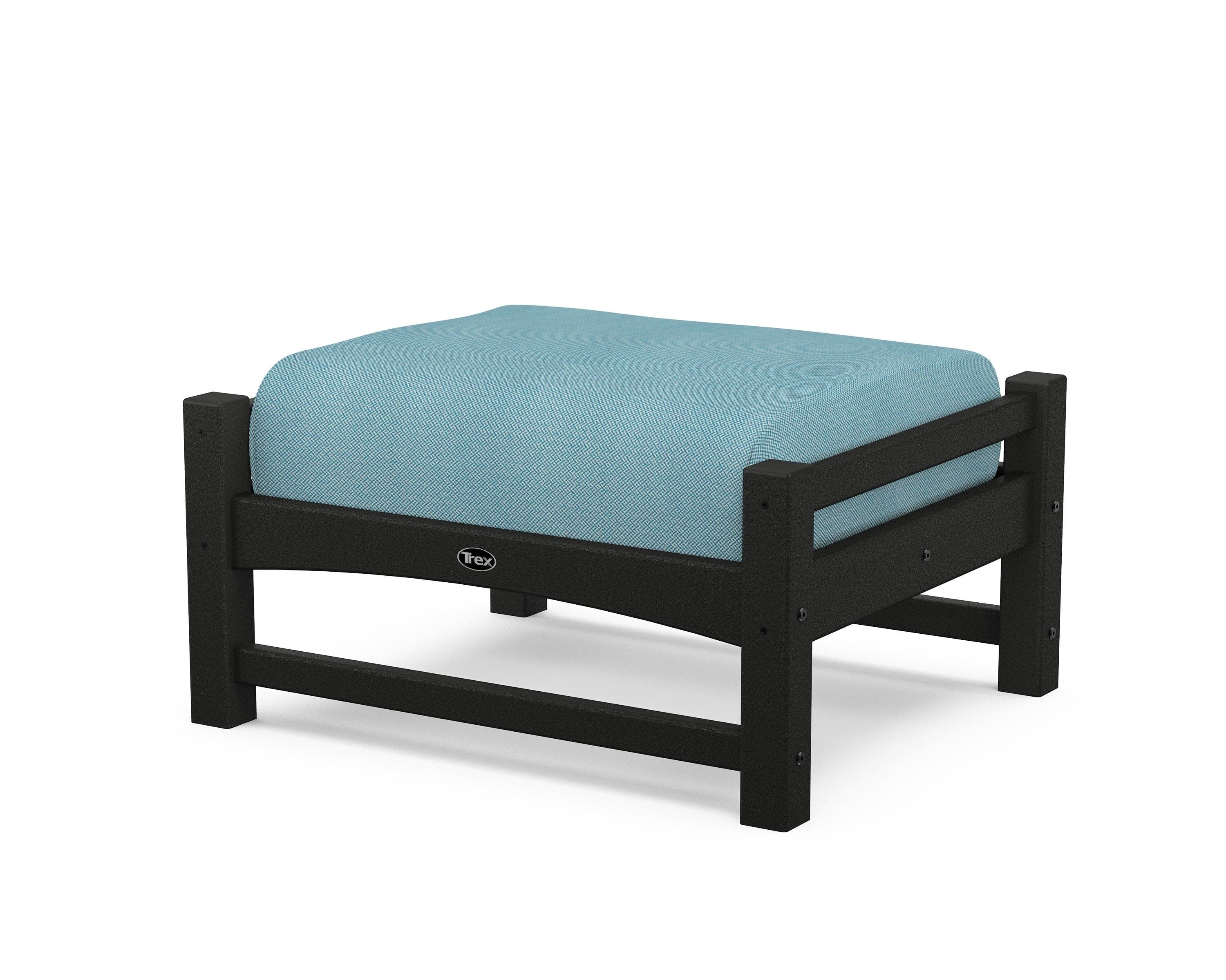 Rockport Club Ottoman in Charcoal Black / Lattice Sky Blue