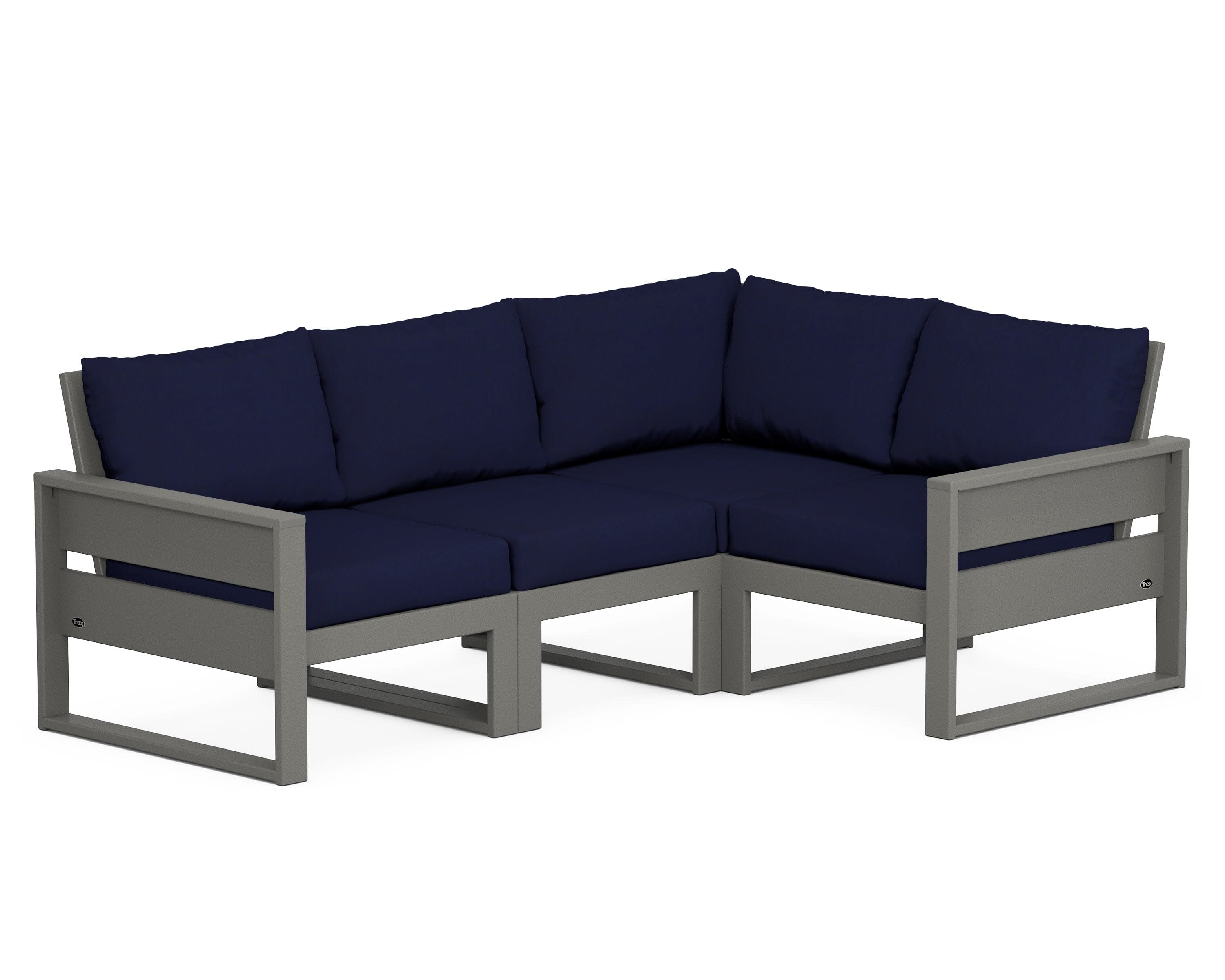 Eastport 4- Piece Sectional in Stepping Stone / Navy