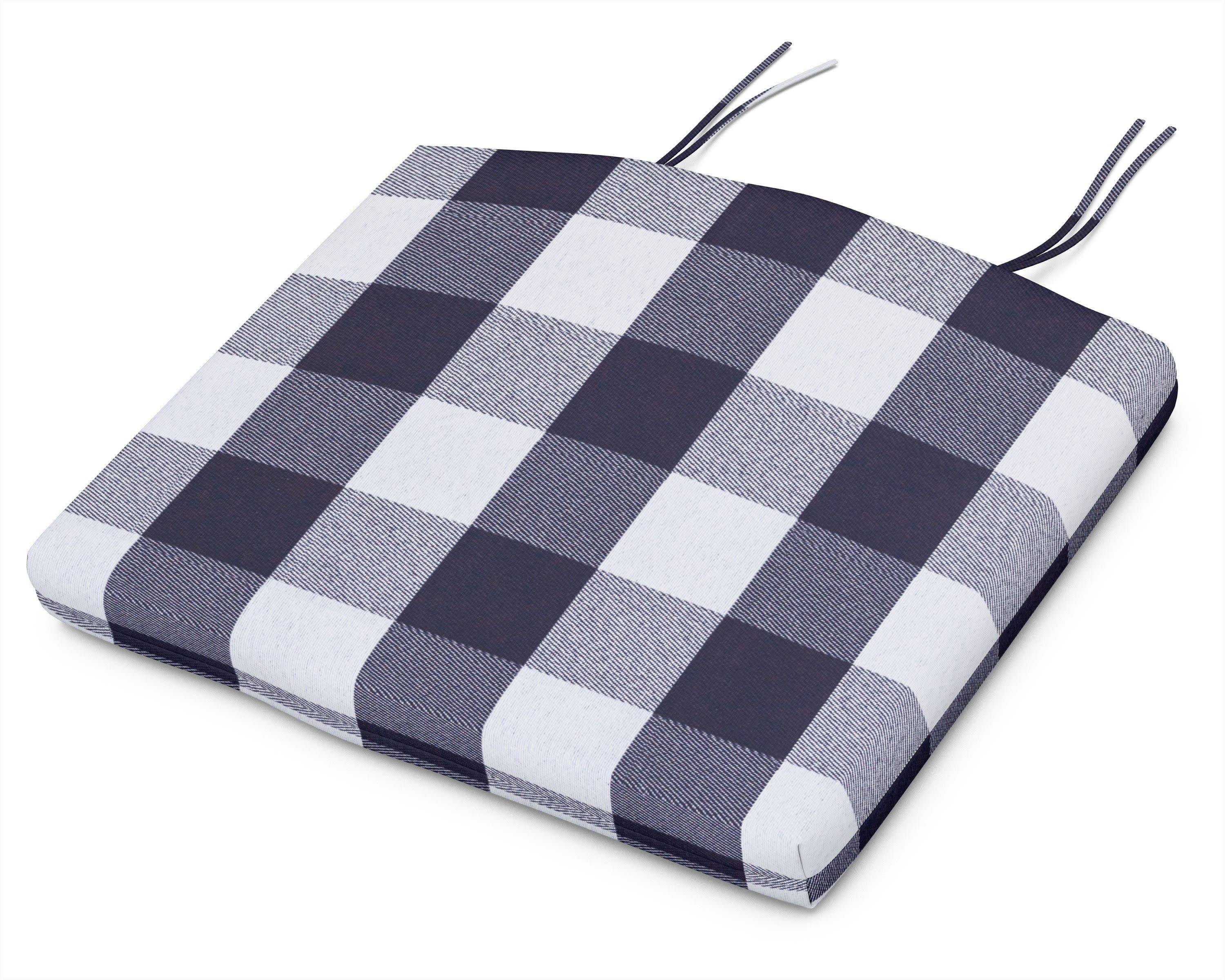 Seat Cushion - 18"D x 22"W x 2.5"H in Buffalo Plaid Navy