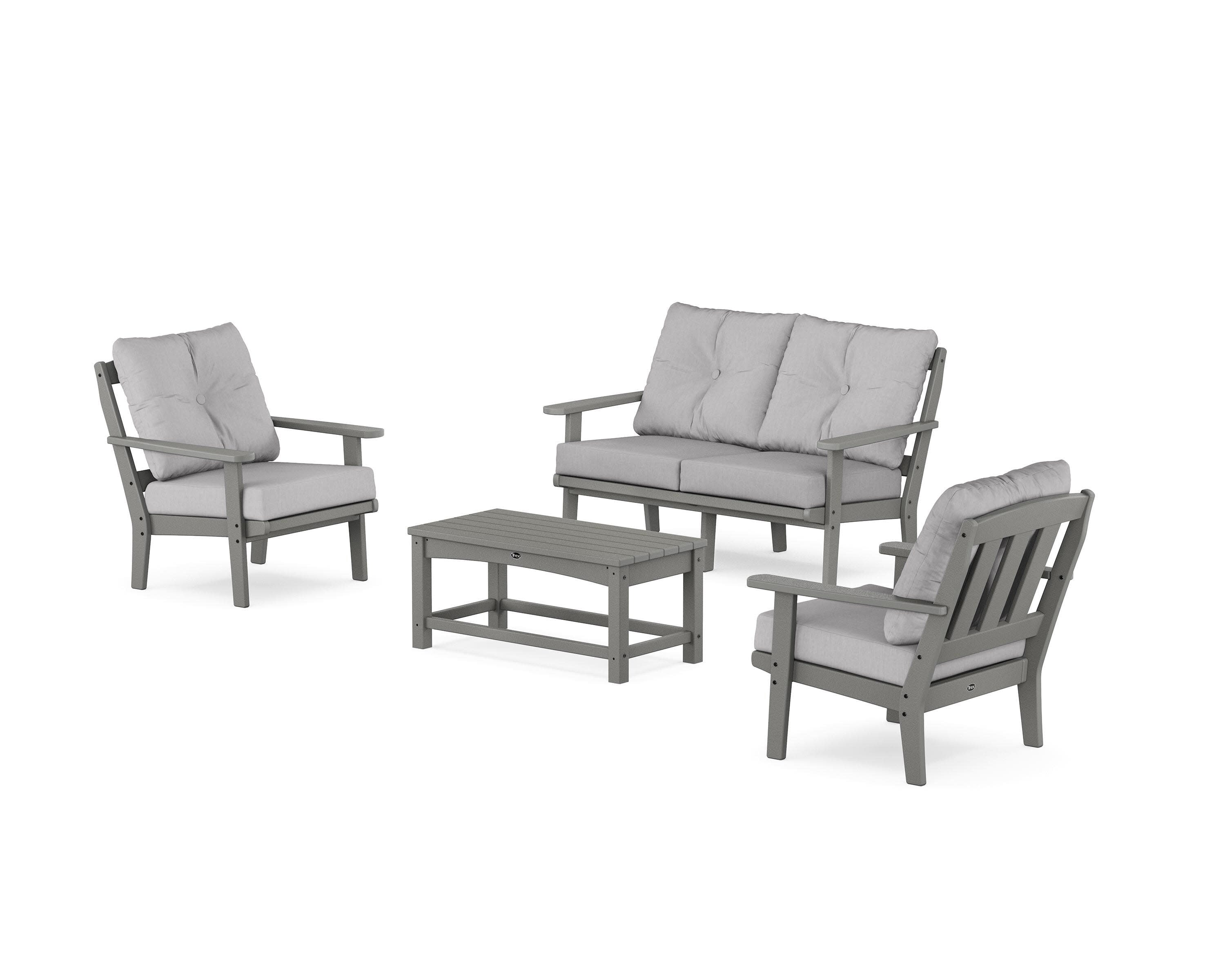 Cape Cod 4-Piece Deep Seating Set with Loveseat in Stepping Stone / Granite