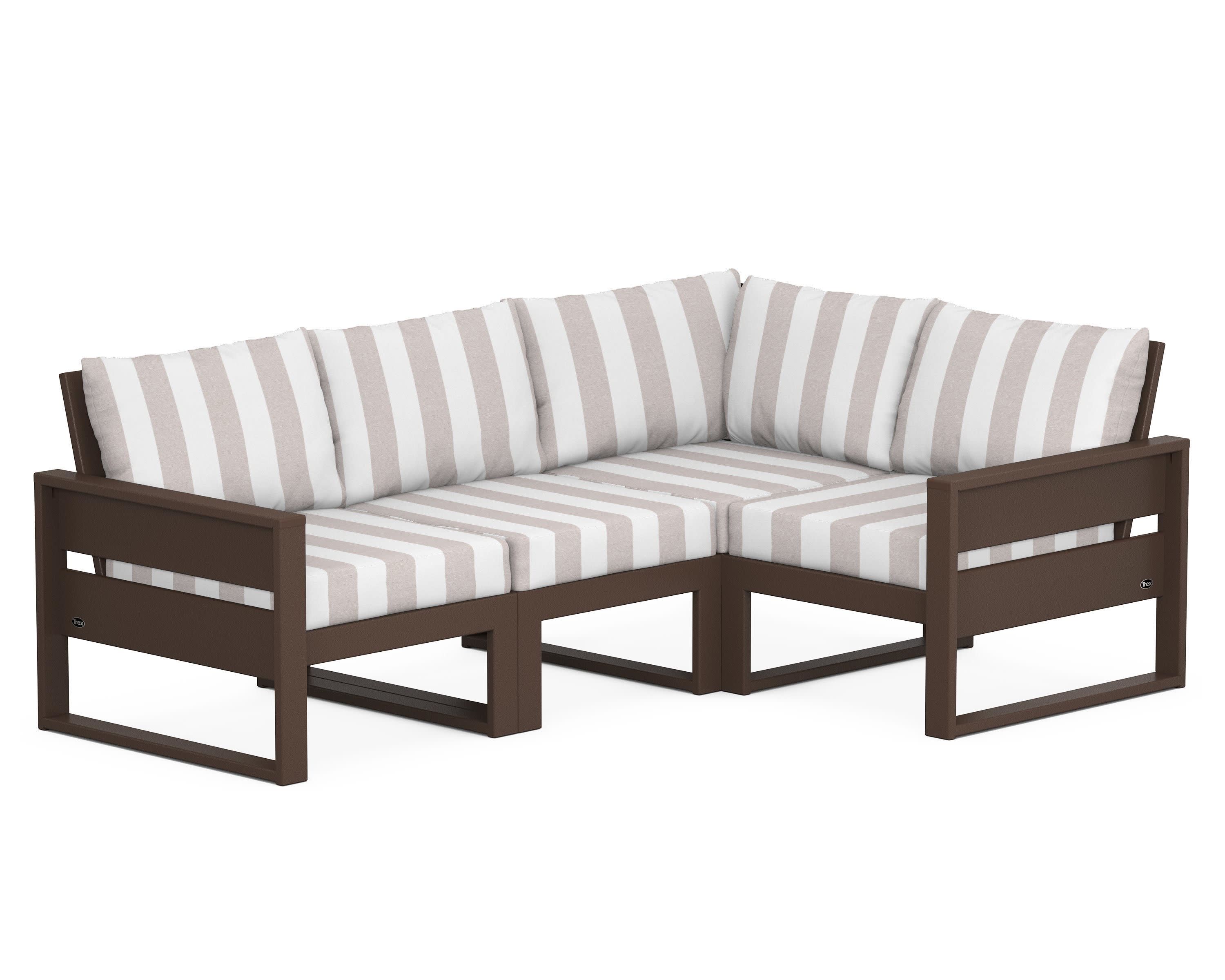 Eastport 4- Piece Sectional in Vintage Lantern / Cabana Stripe Dune Burlap