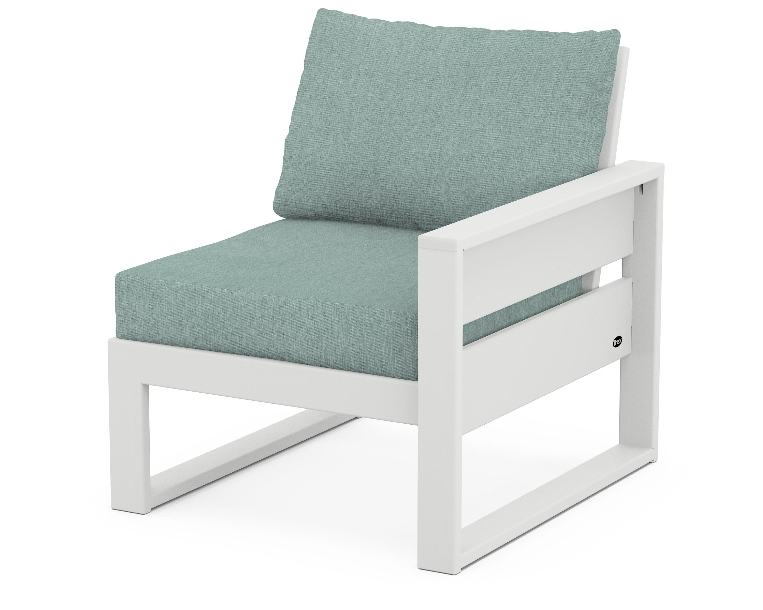 Eastport Modular Right Arm Chair in Classic White / Glacier Spa