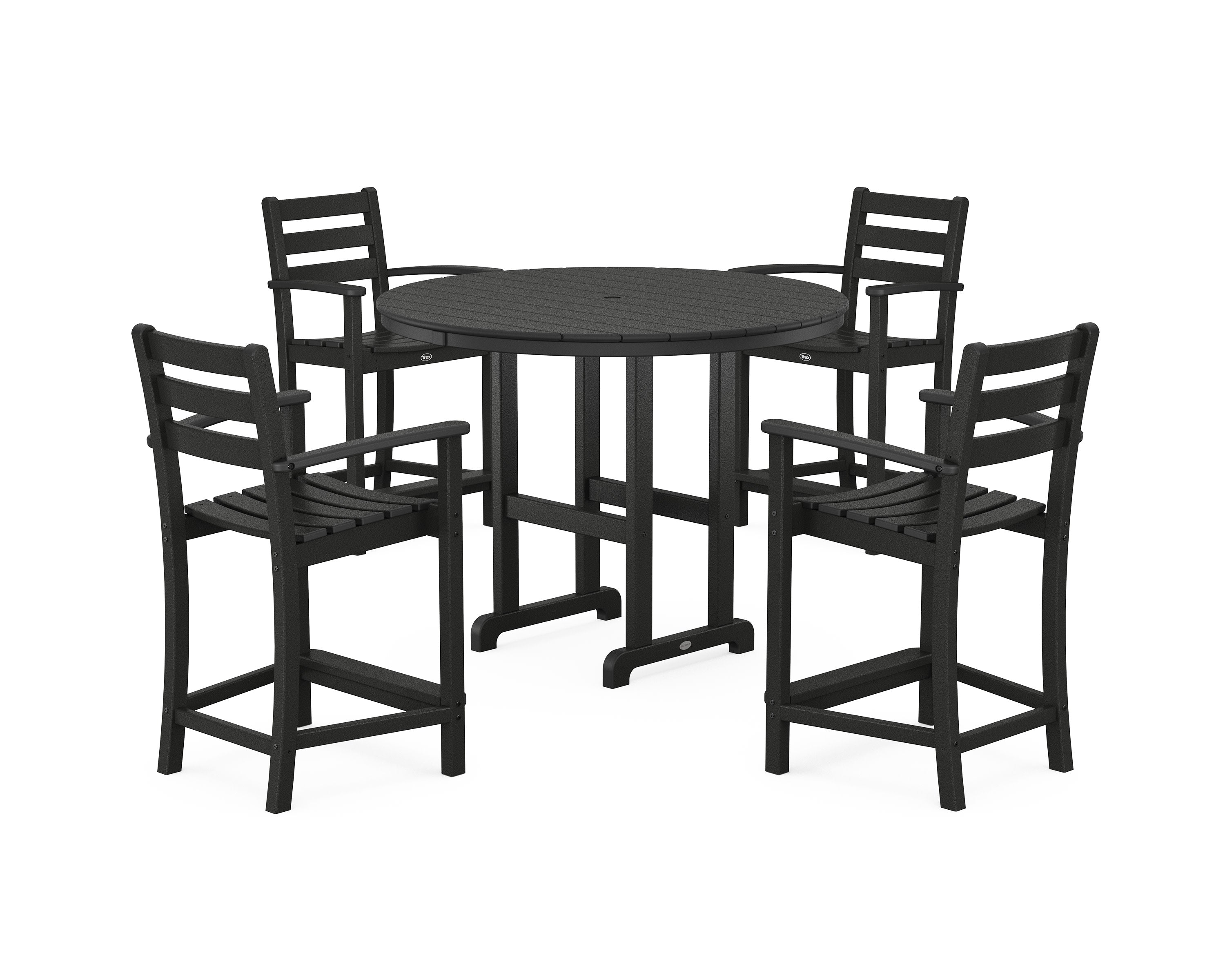 Monterey Bay 5-Piece Arm Chair Counter Set in Charcoal Black