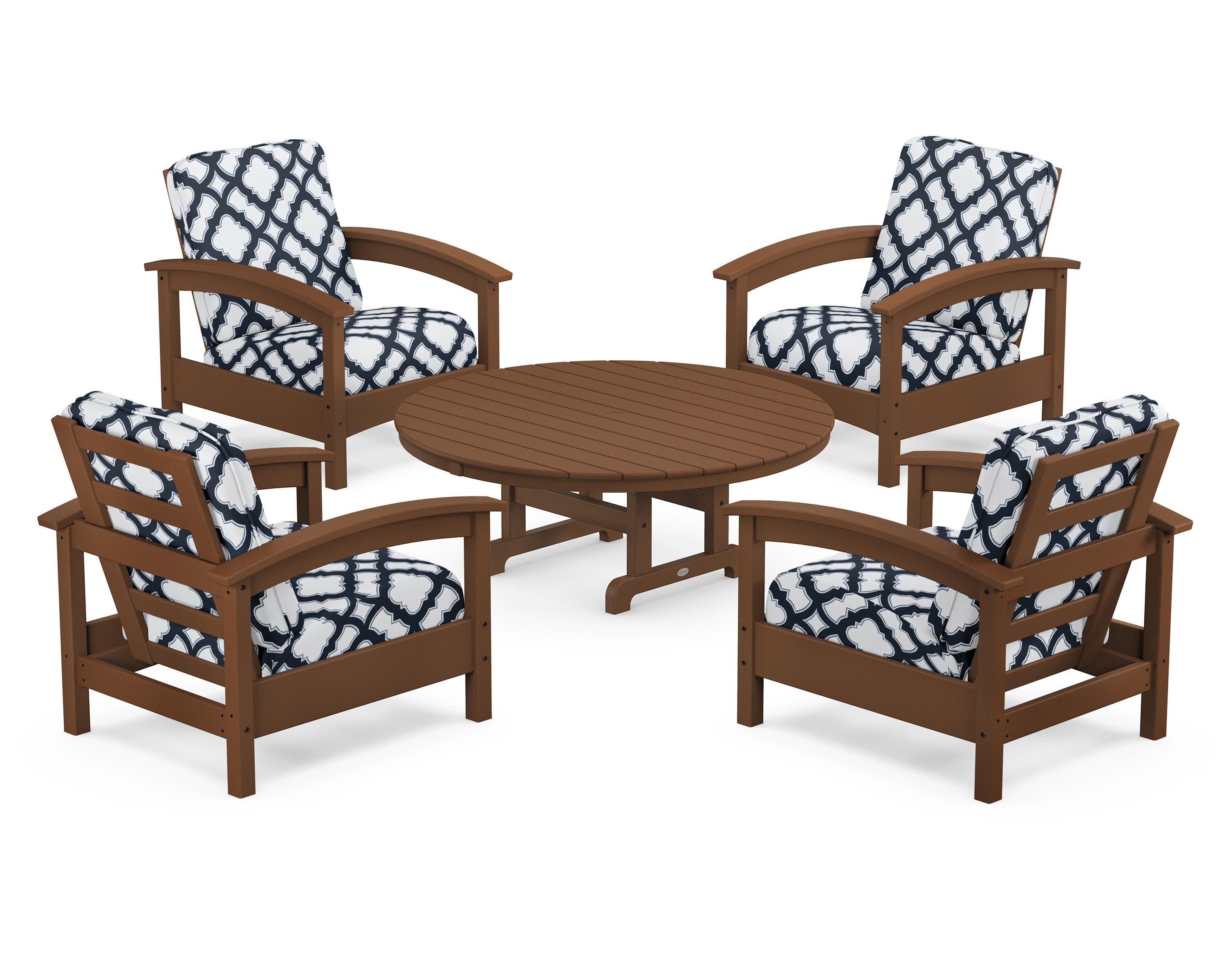 Rockport 5-Piece Deep Seating Set in Tree House / Trellis Marine Indigo
