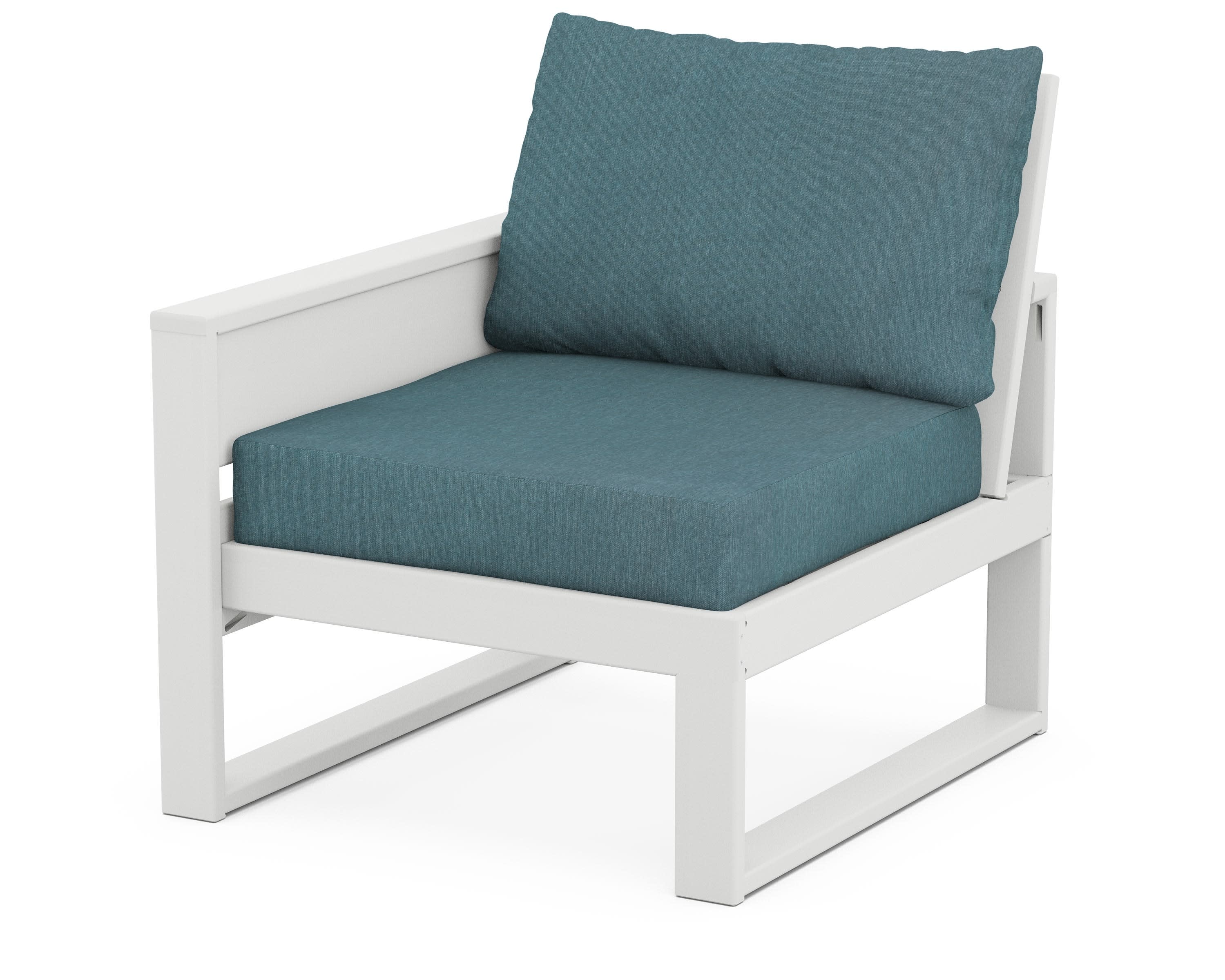 Eastport Modular Left Arm Chair in Classic White / Ocean Teal