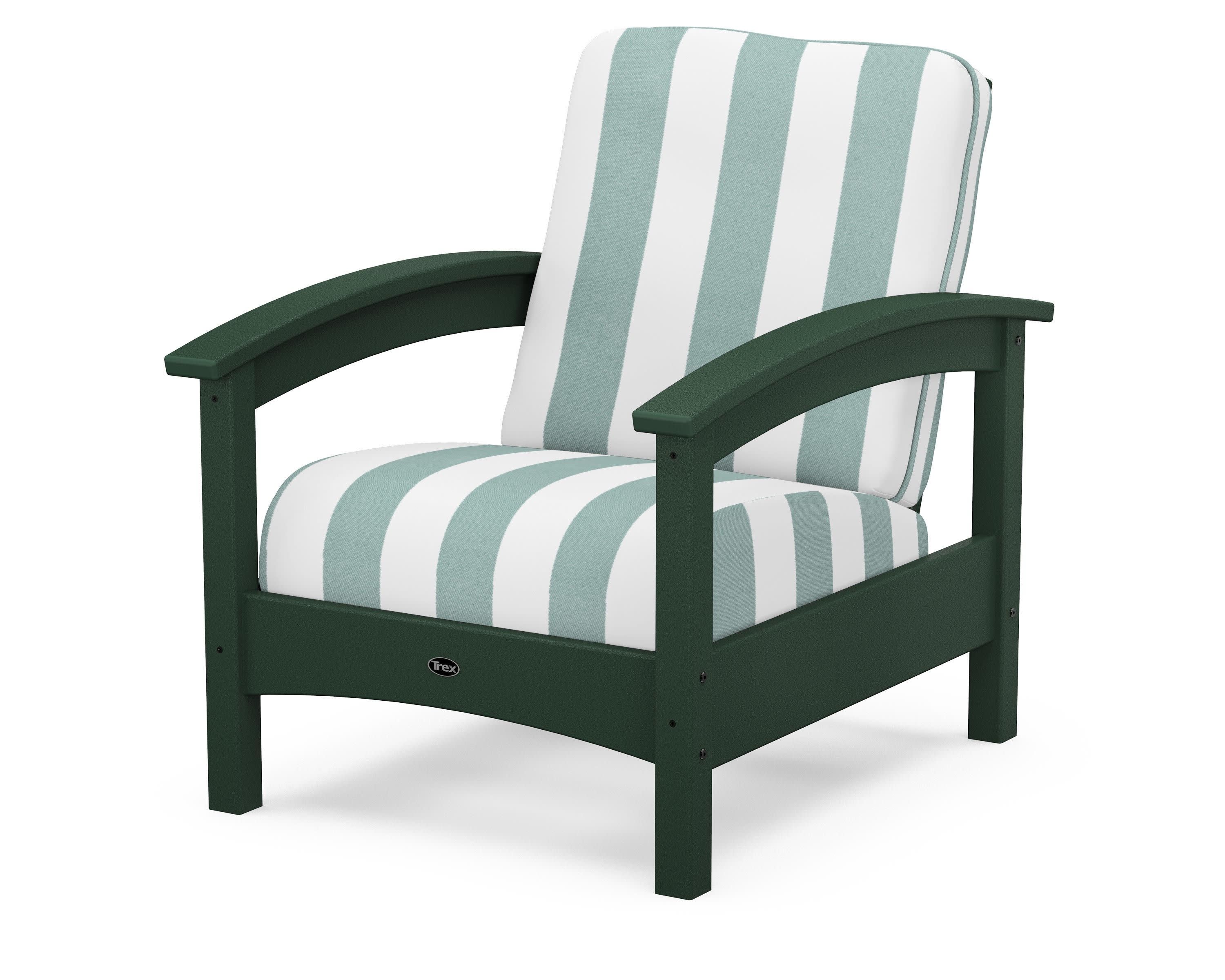 Rockport Club Chair in Rainforest Canopy / Cabana Stripe Glacier Spa