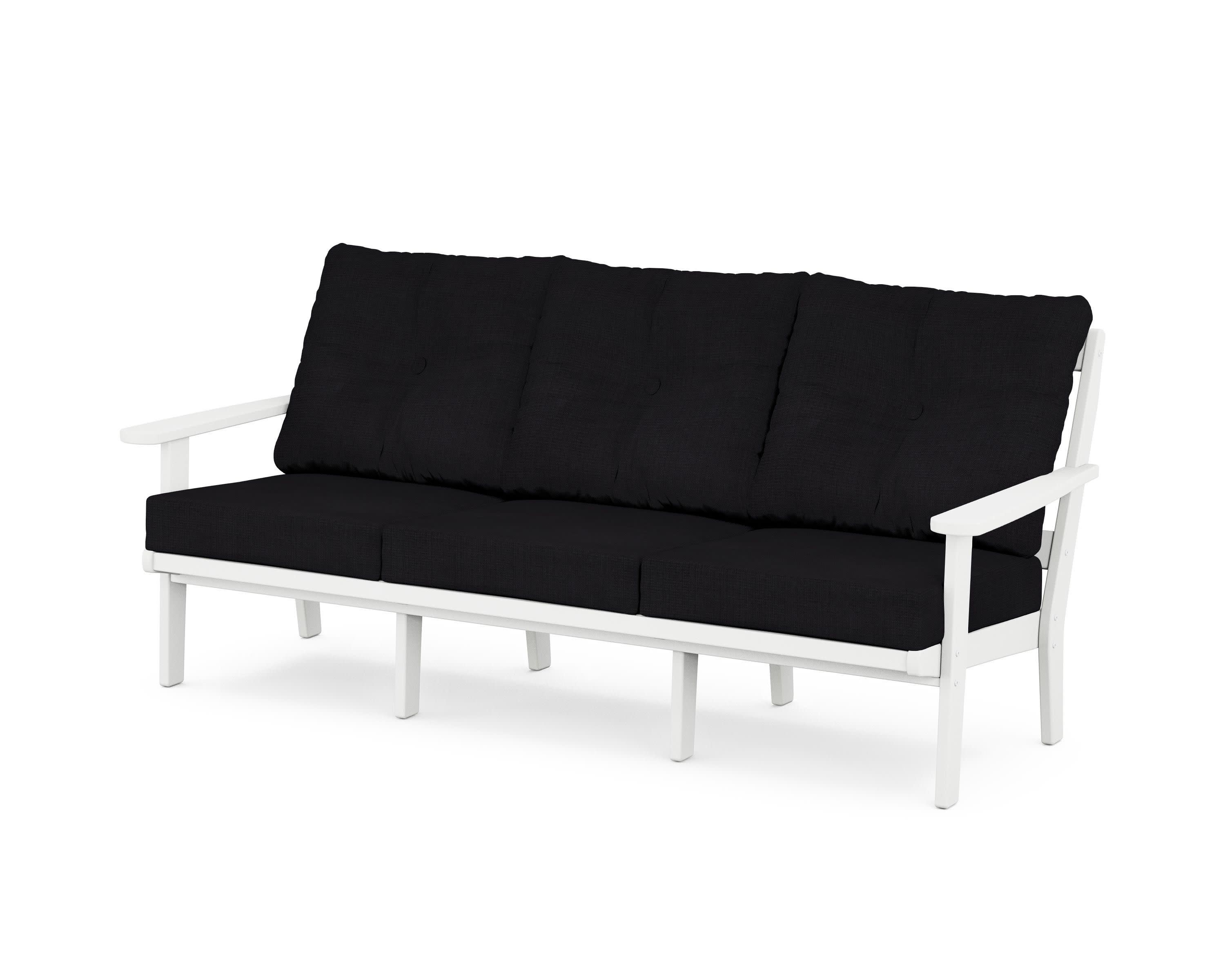 Cape Cod Deep Seating Sofa in Classic White / Midnight Linen