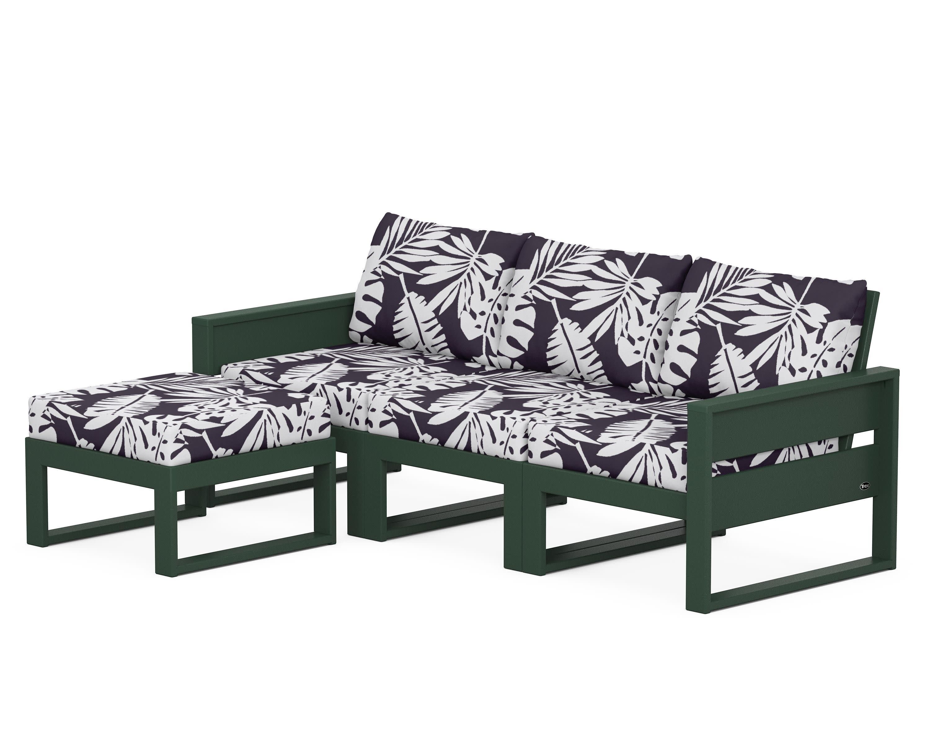 Eastport 4- Piece Sectional with Ottoman in Rainforest Canopy / Leaf Navy