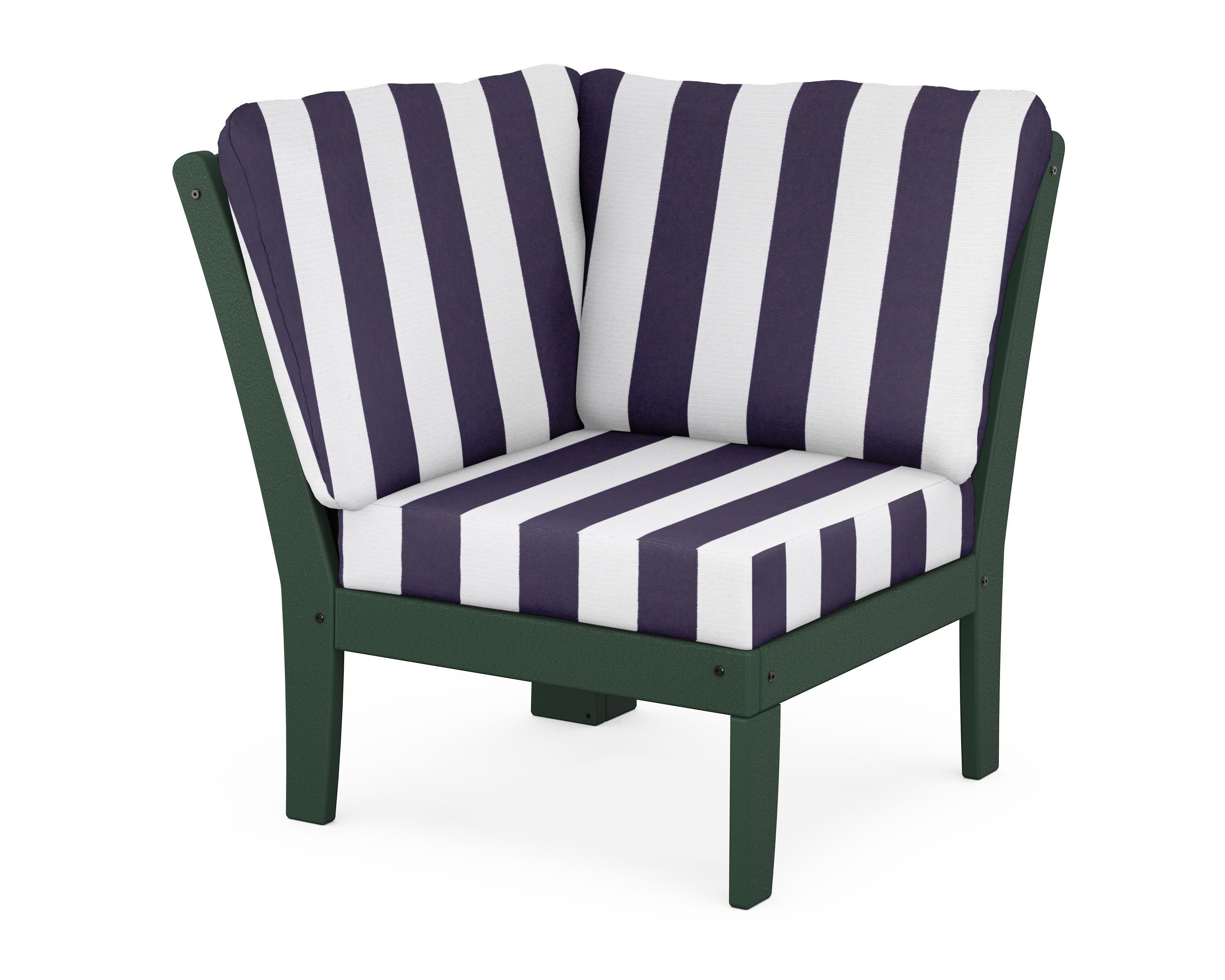 Yacht Club Modular Corner Chair in Rainforest Canopy / Cabana Stripe Navy