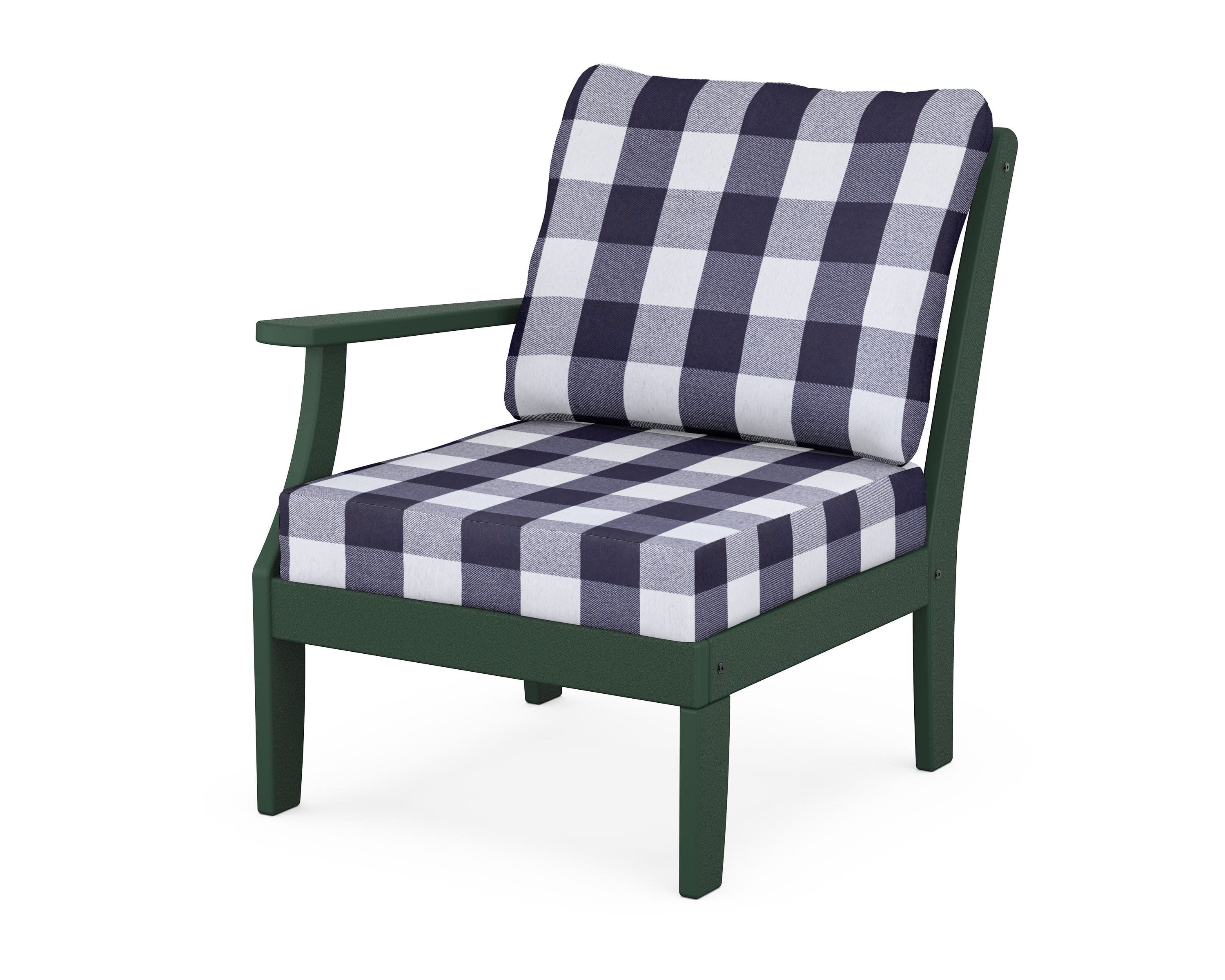 Yacht Club Modular Left Arm Chair in Rainforest Canopy / Buffalo Plaid Navy
