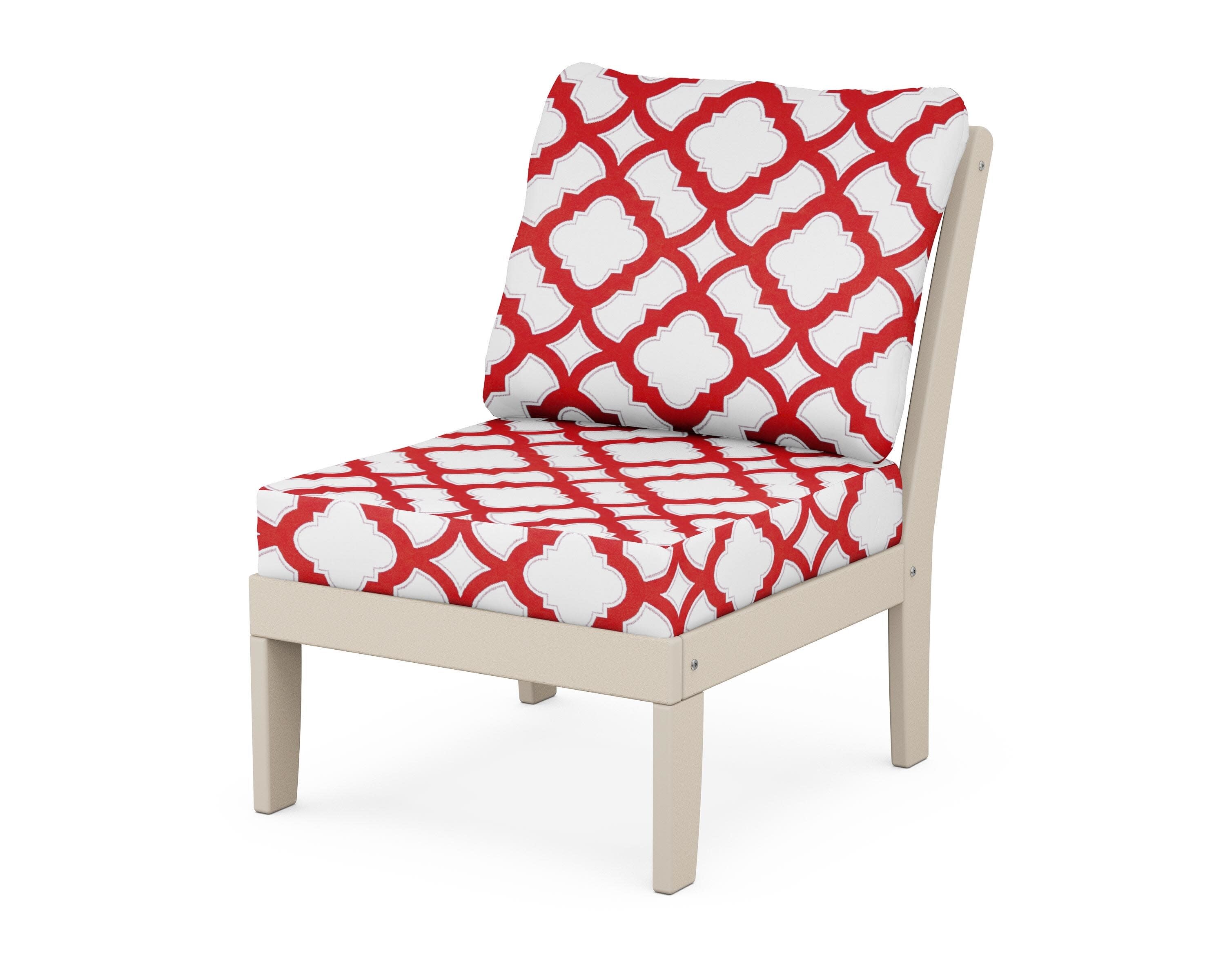 Yacht Club Modular Armless Chair in Sand Castle / Trellis Crimson