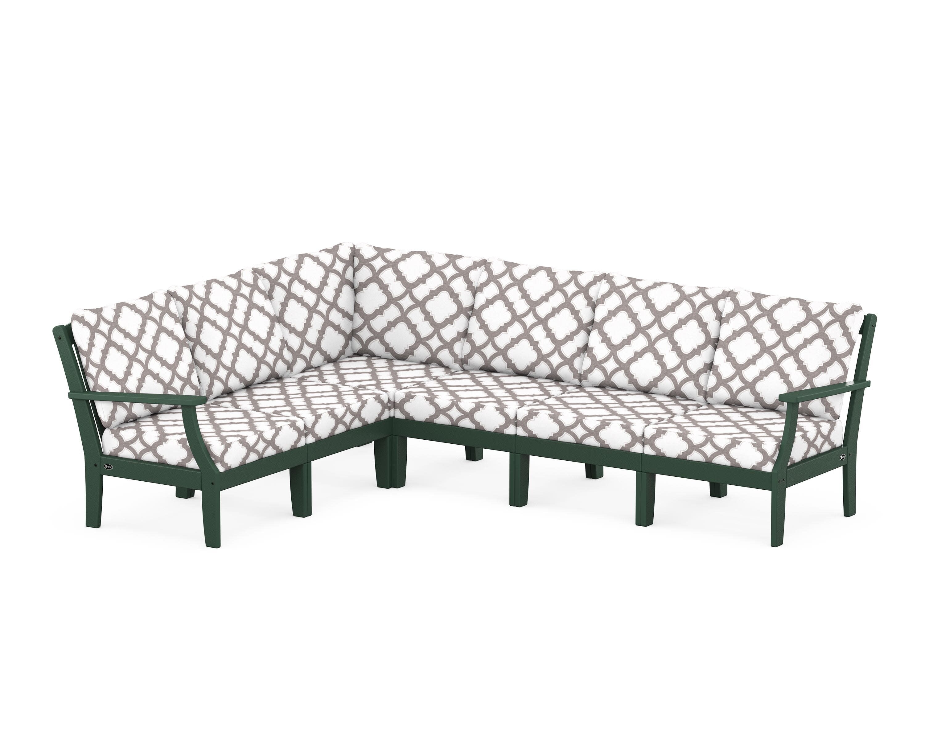 Yacht Club Modular 6-Piece Deep Seating Set in Rainforest Canopy / Trellis Grey Mist