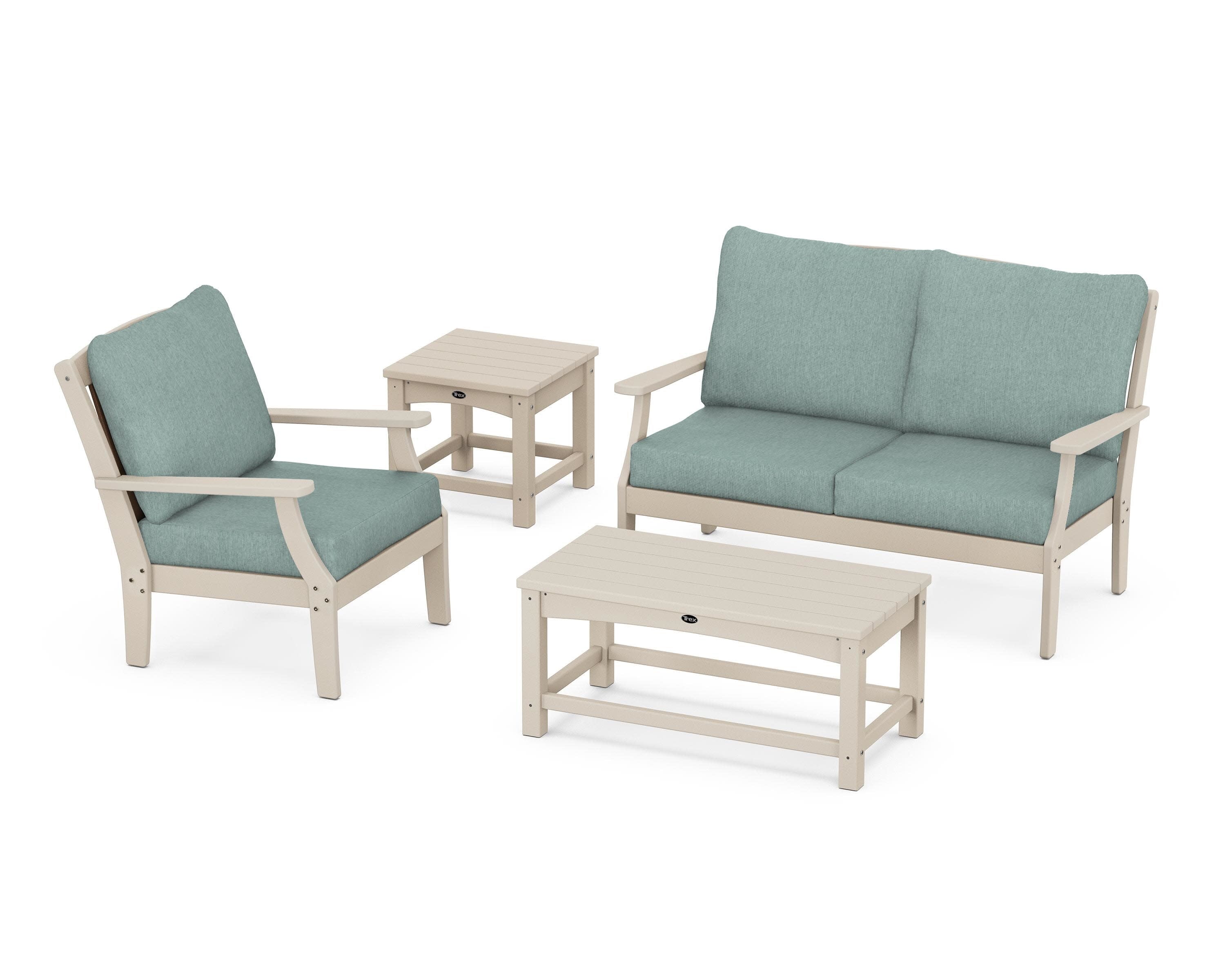 Yacht Club 4-Piece Deep Seating Set in Sand Castle / Glacier Spa