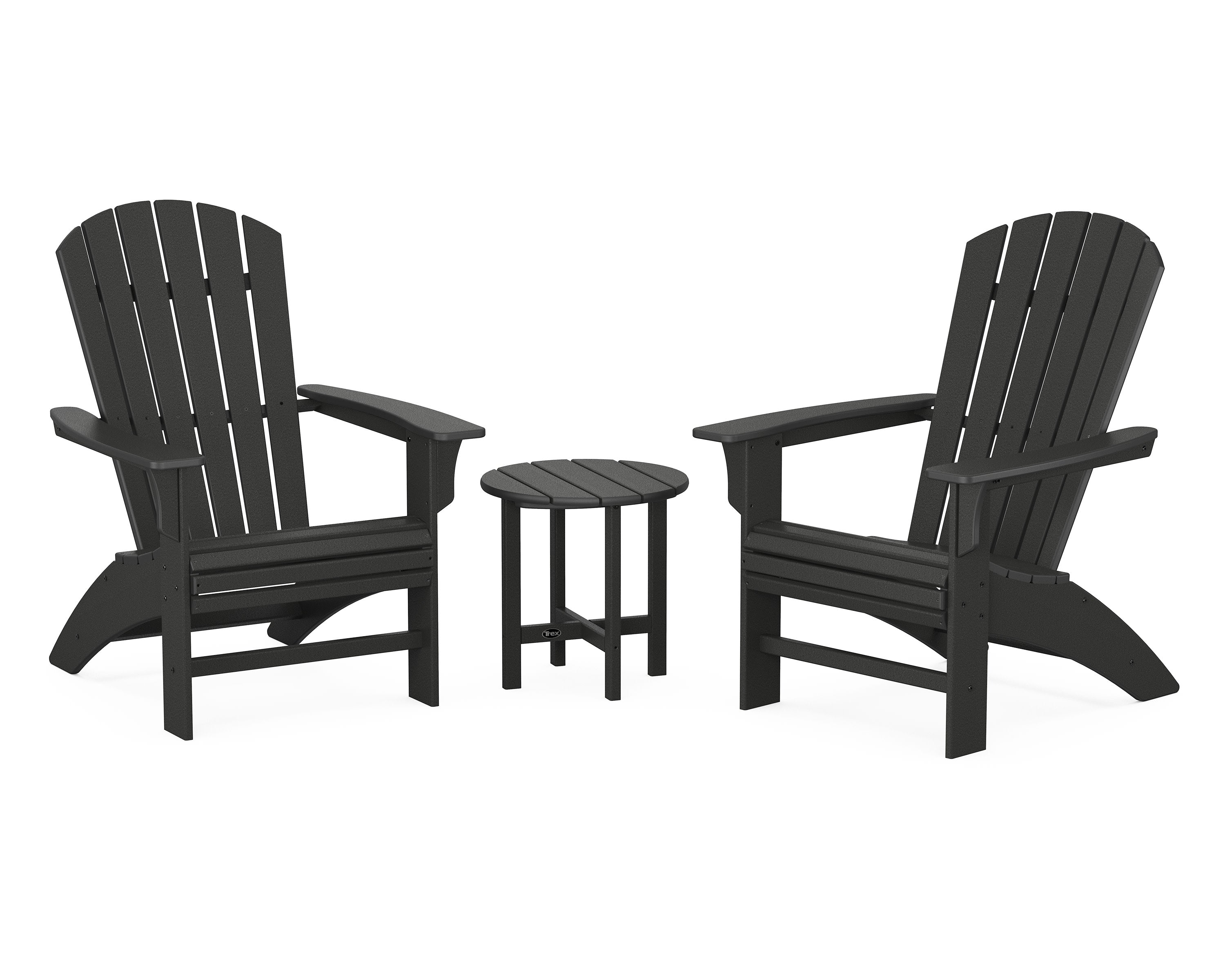 Yacht Club 3-Piece Curveback Adirondack Set in Charcoal Black