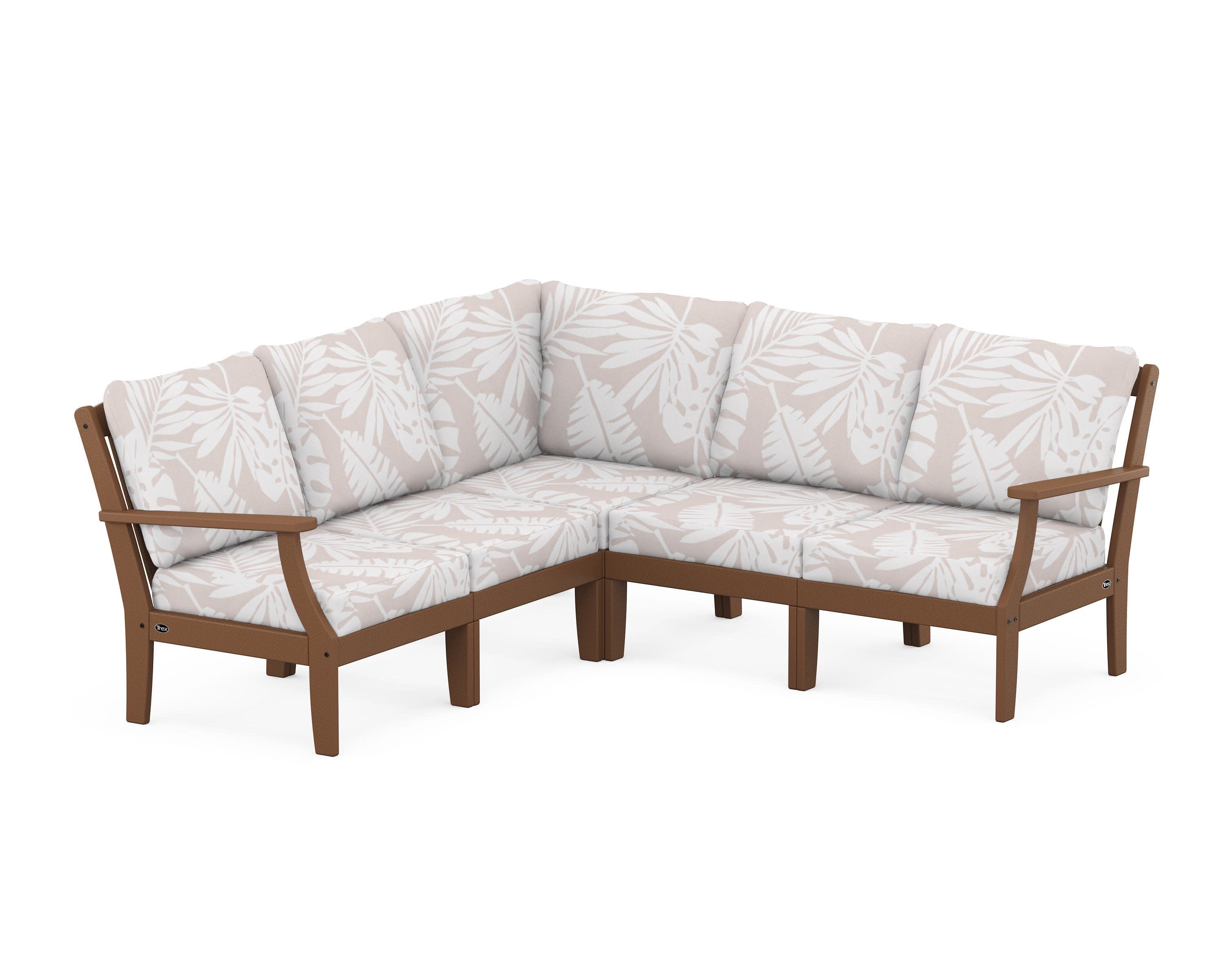 Yacht Club Modular 5-Piece Deep Seating Set in Tree House / Leaf Dune Burlap