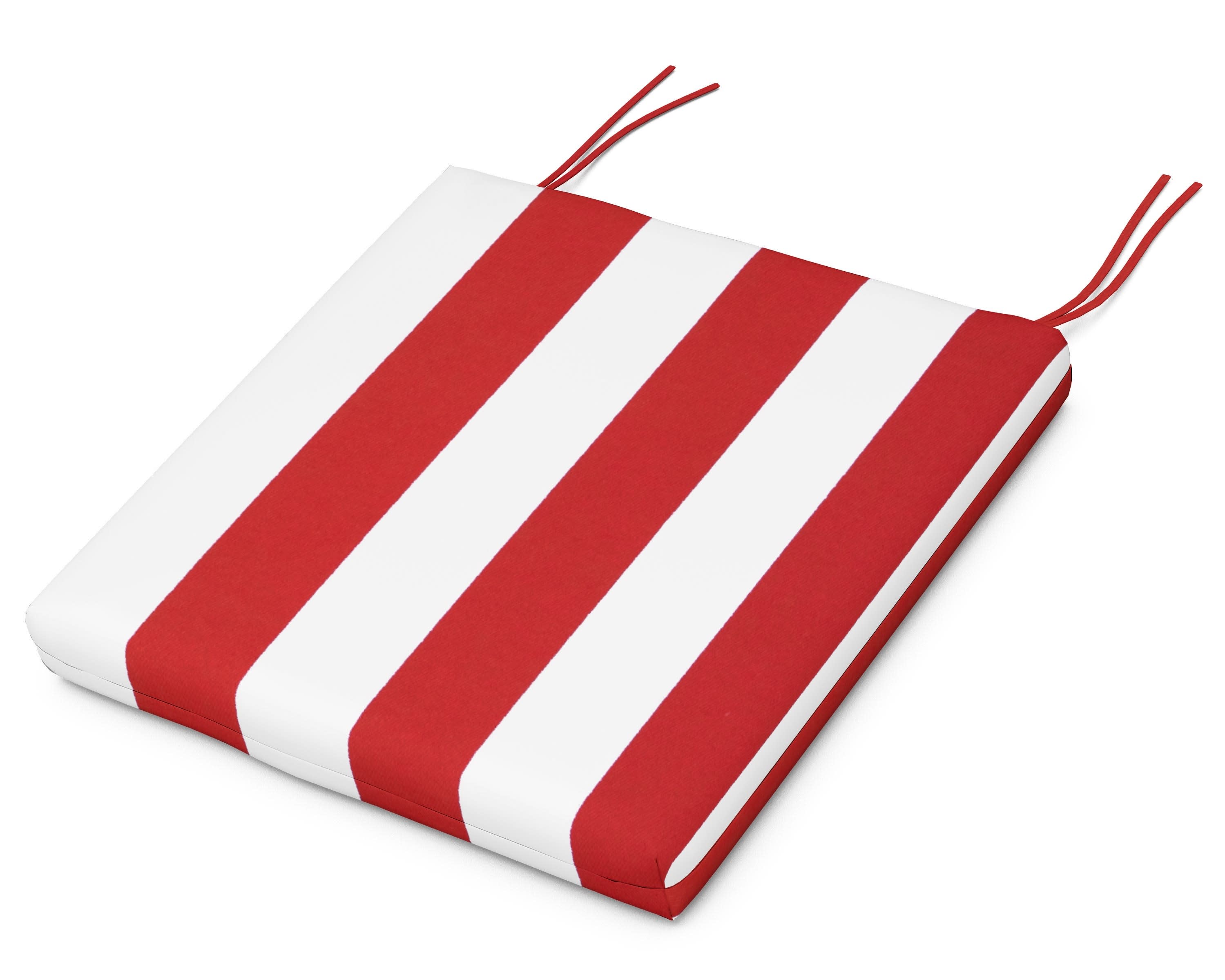 Seat Cushion - 17"D x 17.5"W x 2.5"H in Cabana Stripe Crimson