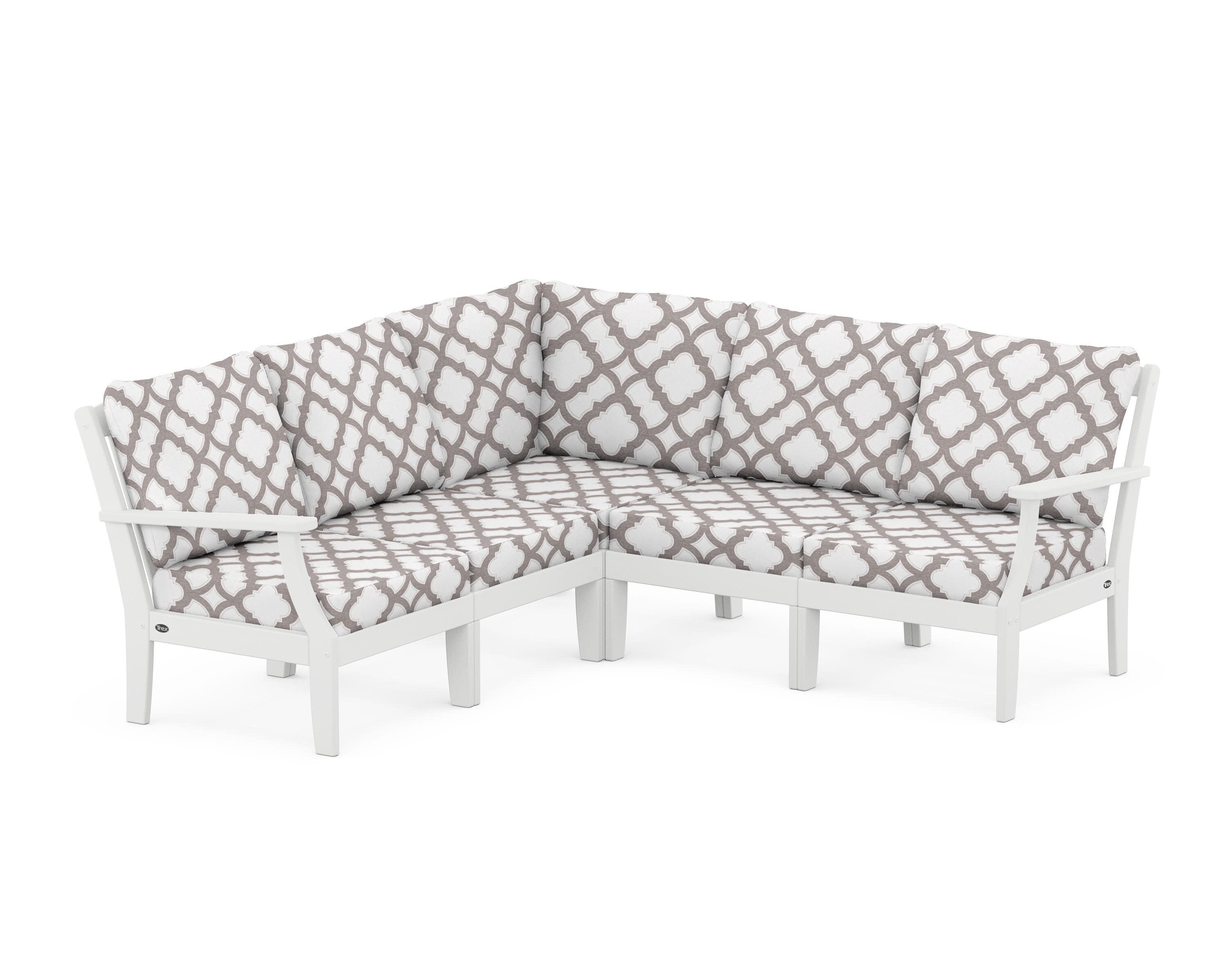 Yacht Club Modular 5-Piece Deep Seating Set in Classic White / Trellis Grey Mist