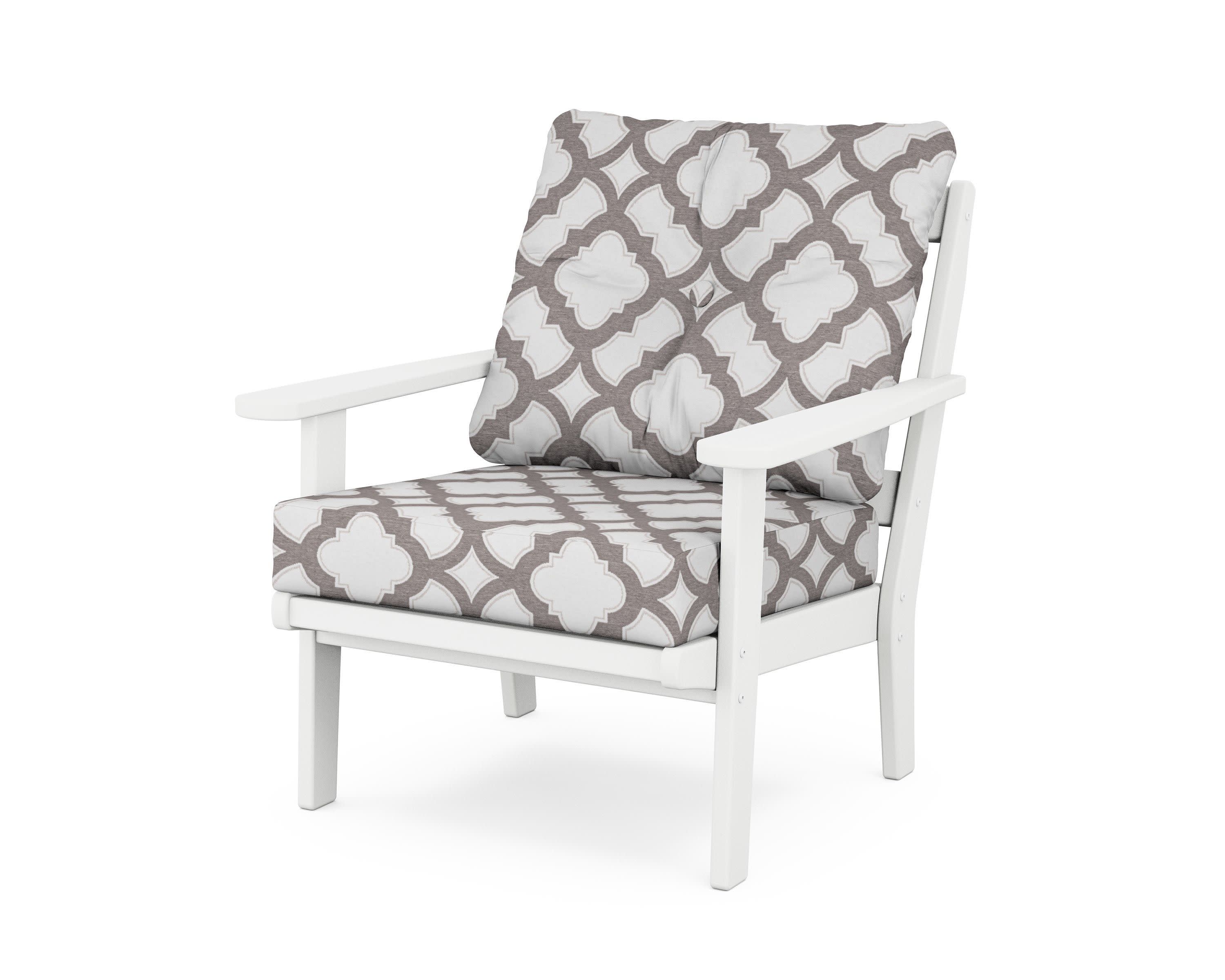 Cape Cod Deep Seating Chair in Classic White / Trellis Grey Mist