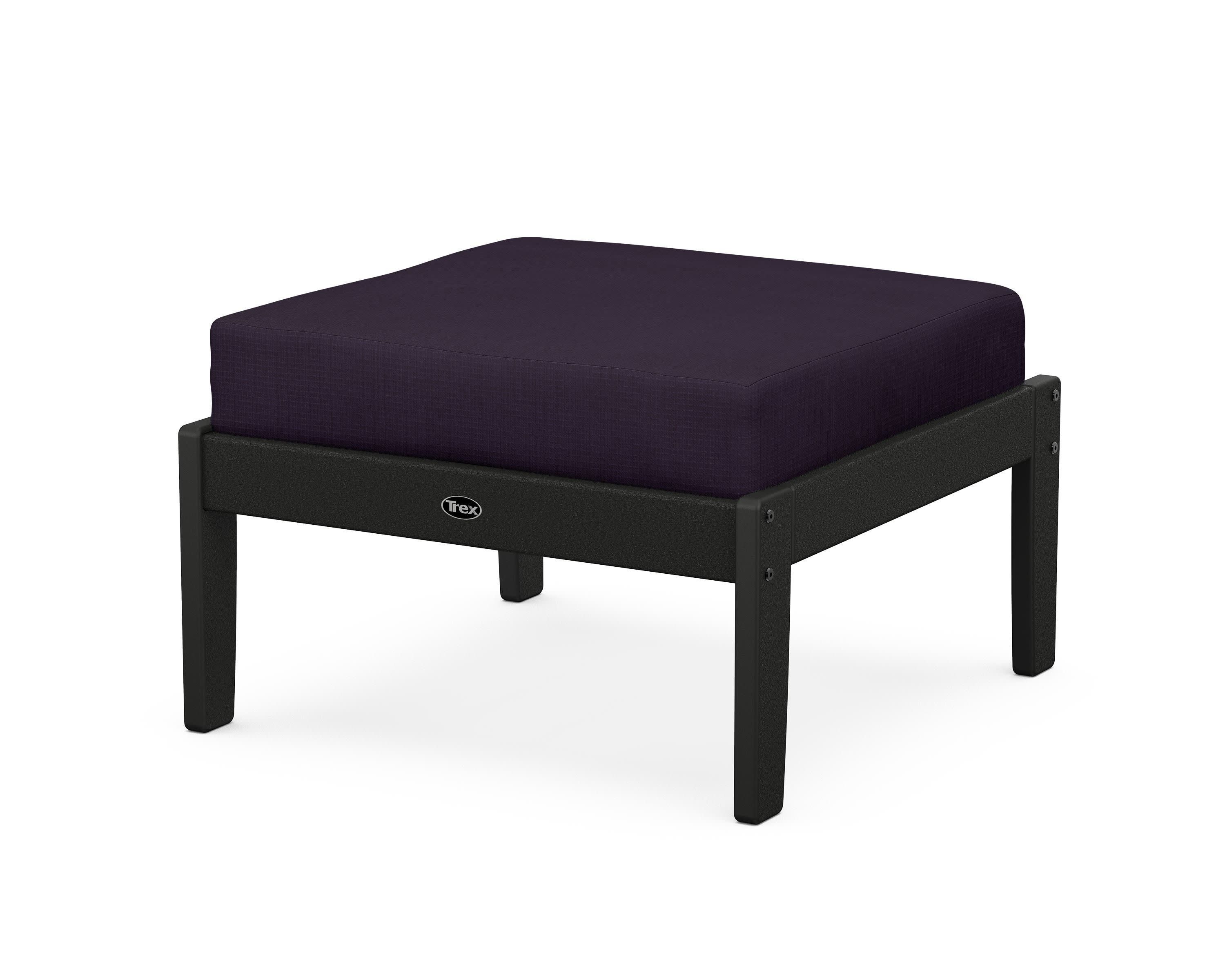 Yacht Club Deep Seating Ottoman in Charcoal Black / Navy Linen