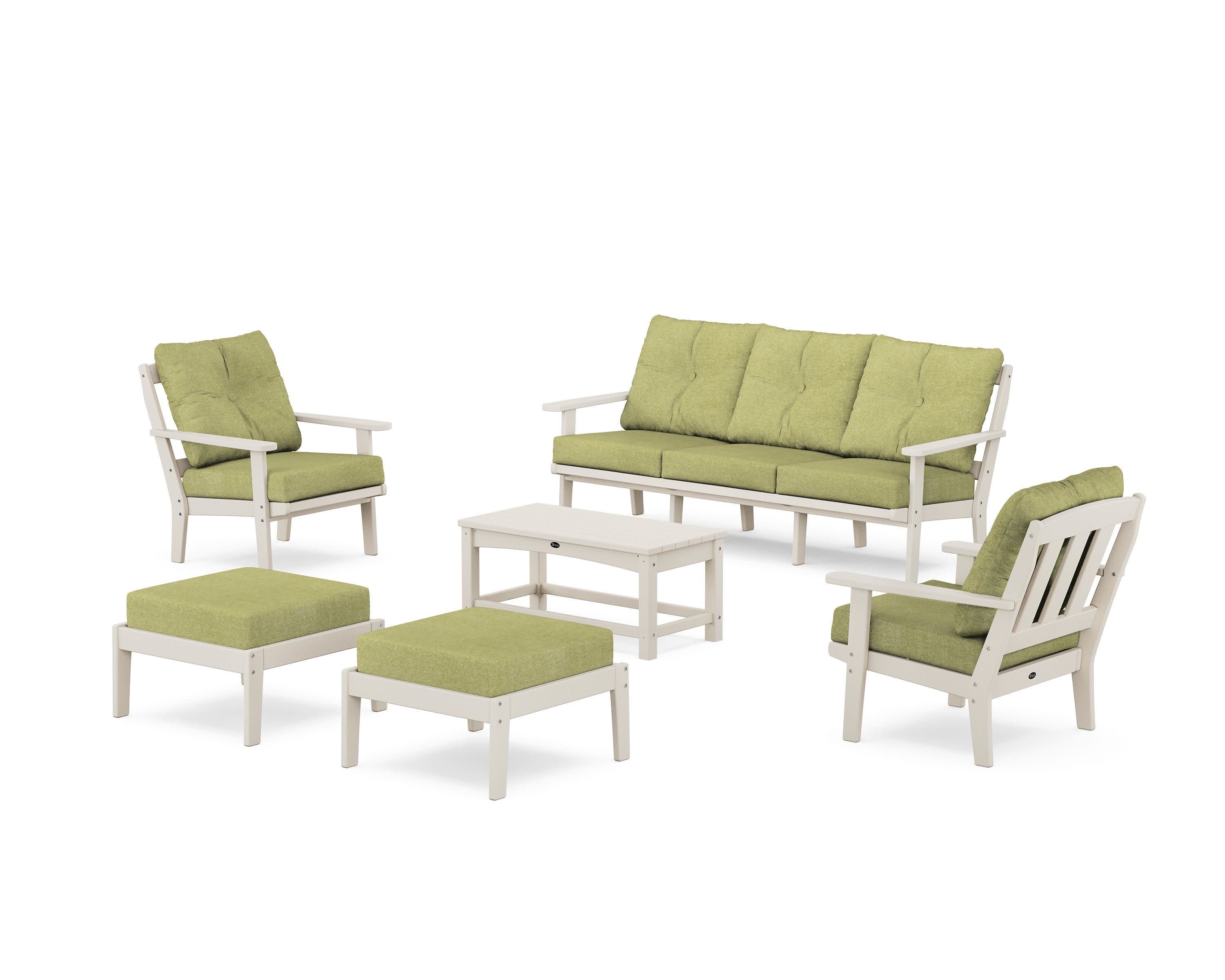 Cape Cod 6-Piece Lounge Sofa Set in Sand Castle / Chartreuse Boucle