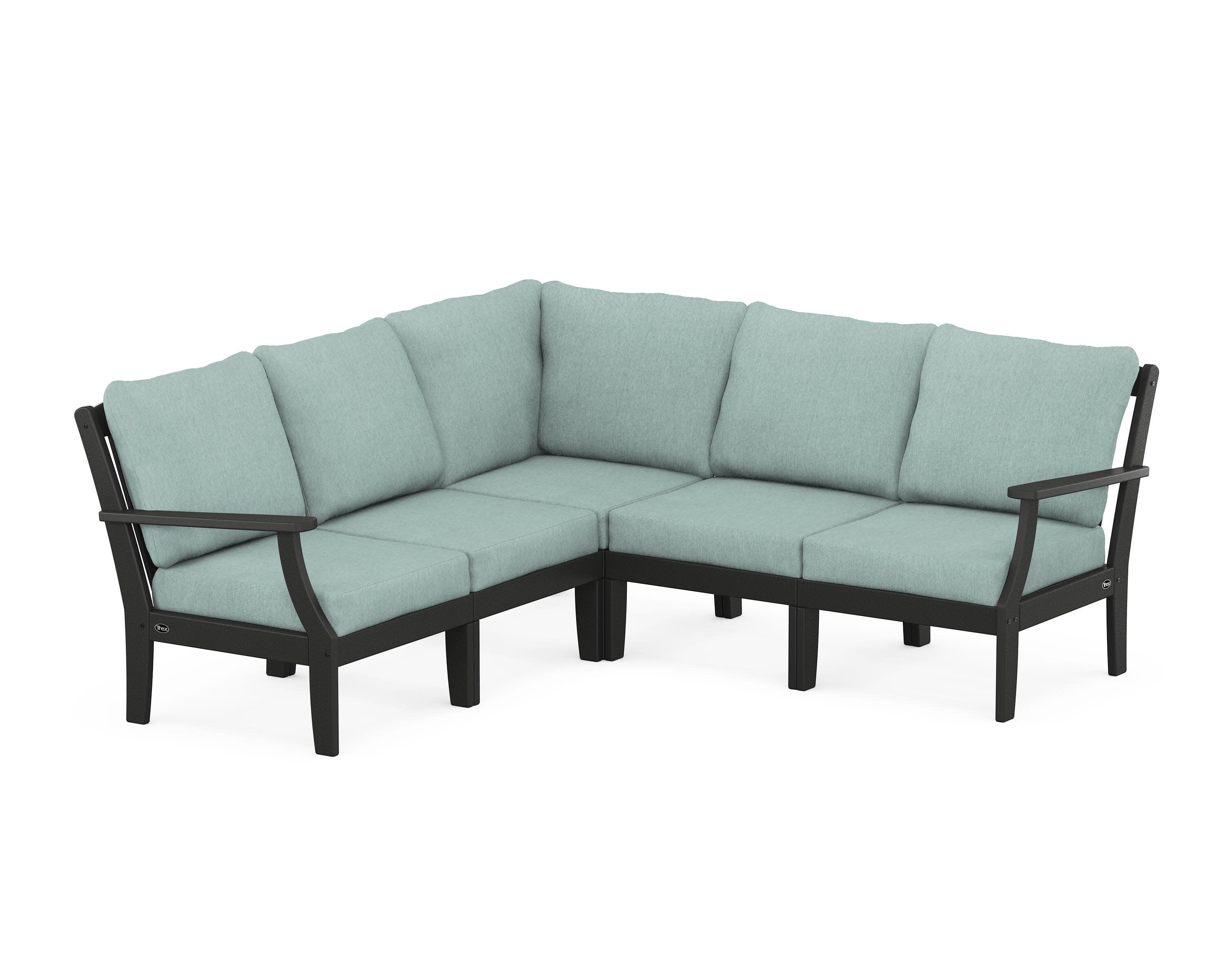 Yacht Club Modular 5-Piece Deep Seating Set in Charcoal Black / Glacier Spa