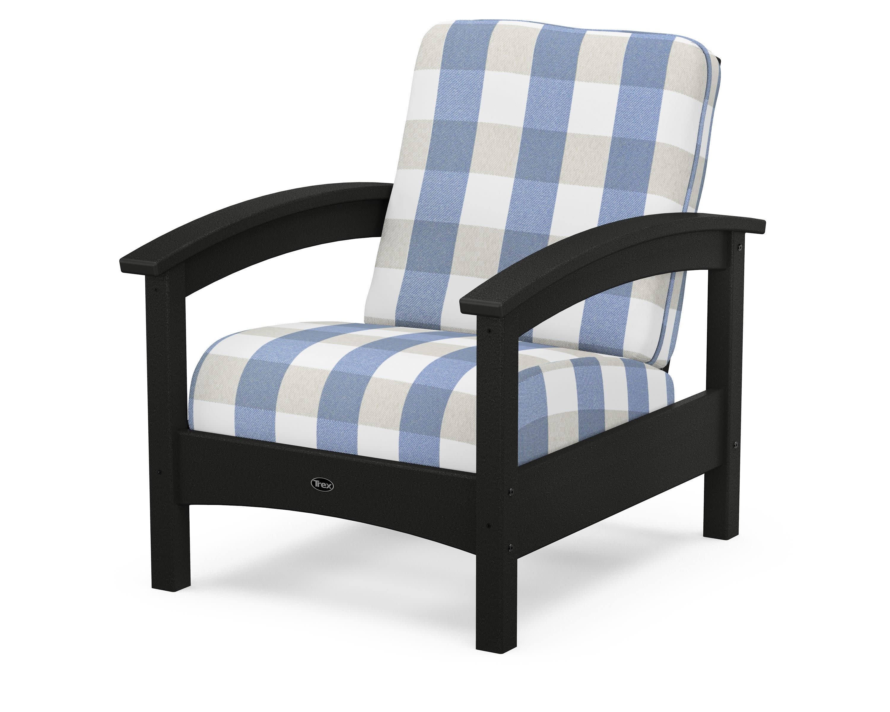 Rockport Club Chair in Charcoal Black / Buffalo Plaid Sky Blue