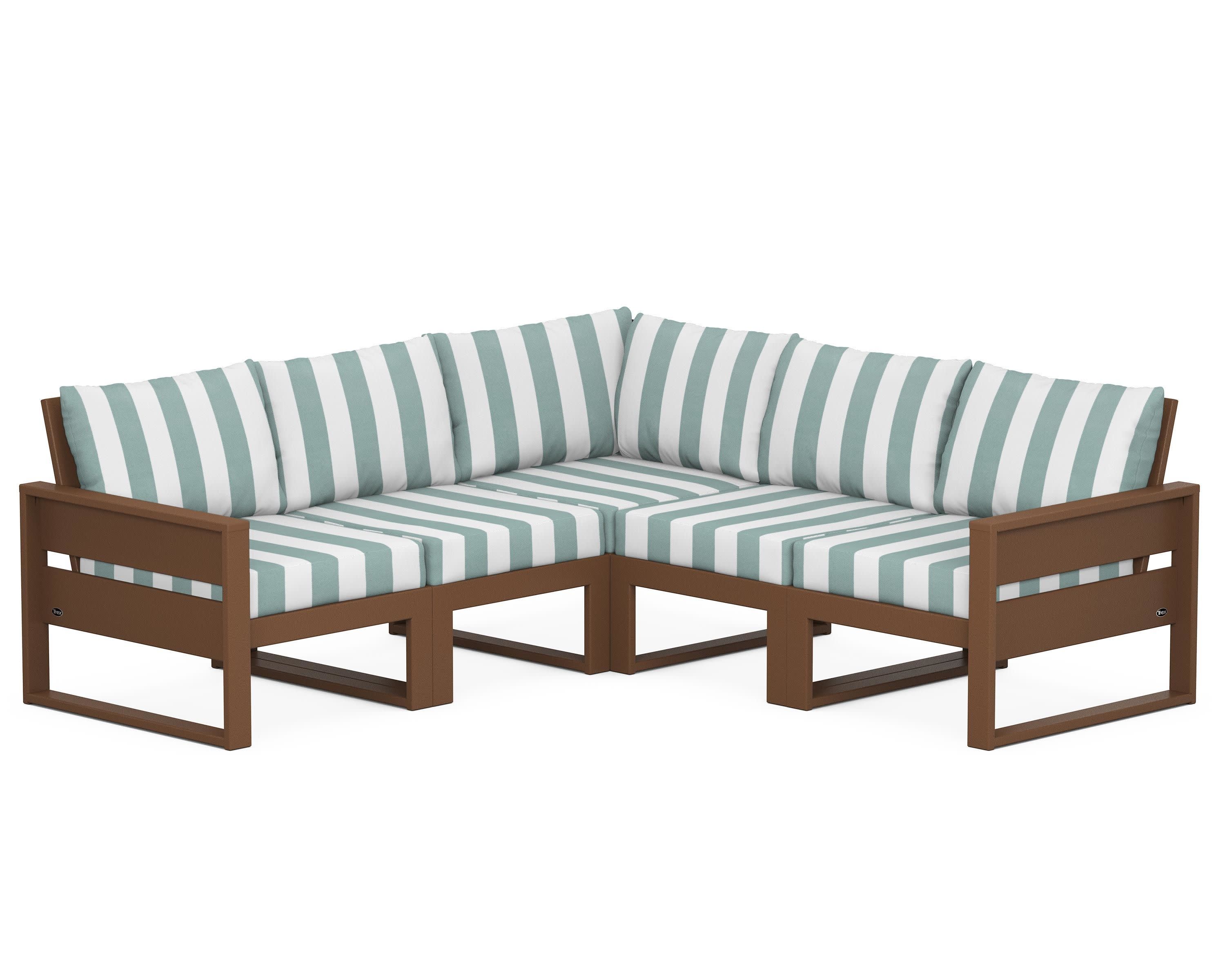 Eastport 5-Piece Sectional in Tree House / Cabana Stripe Glacier Spa