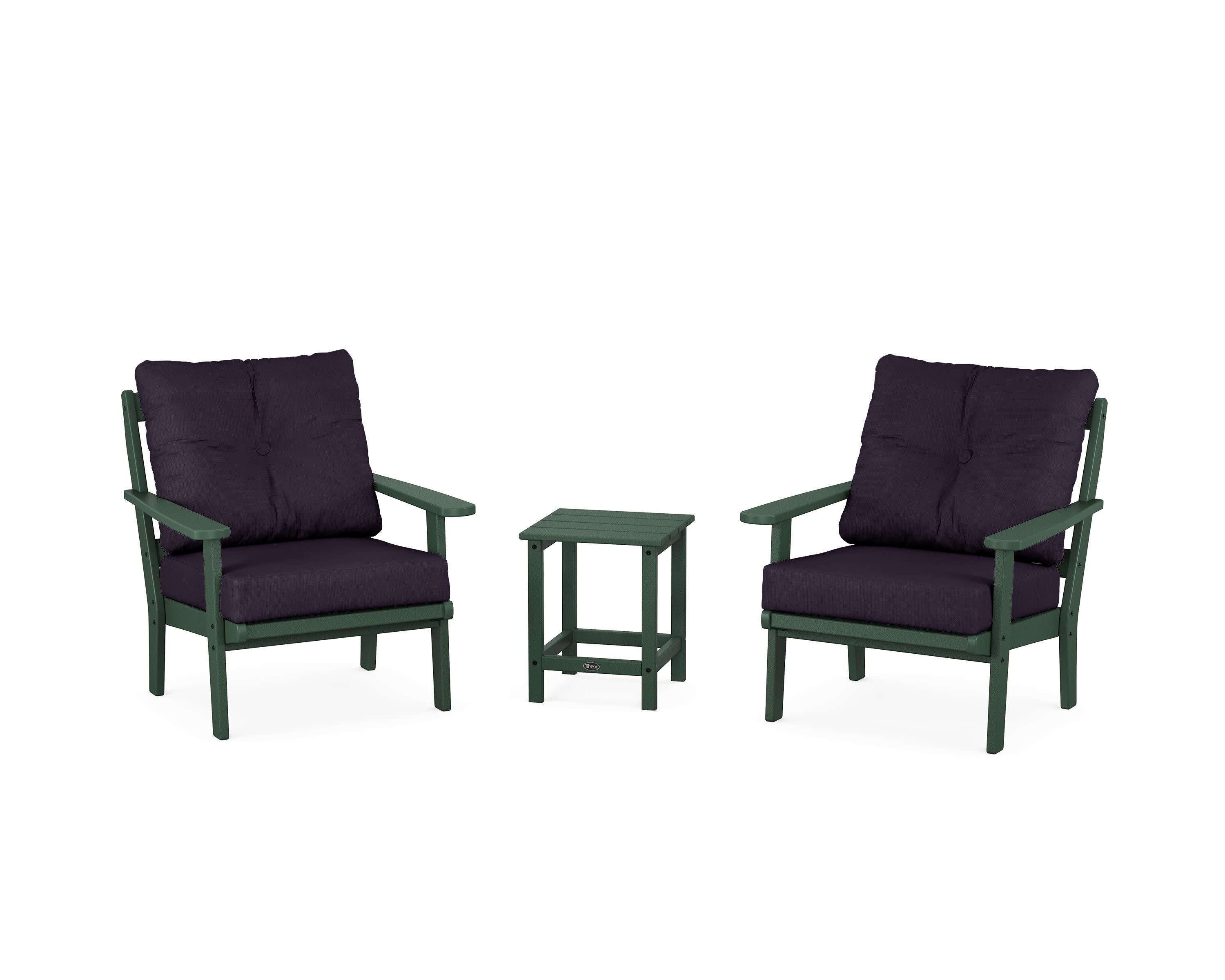 Cape Cod 3-Piece Deep Seating Set in Rainforest Canopy / Navy Linen