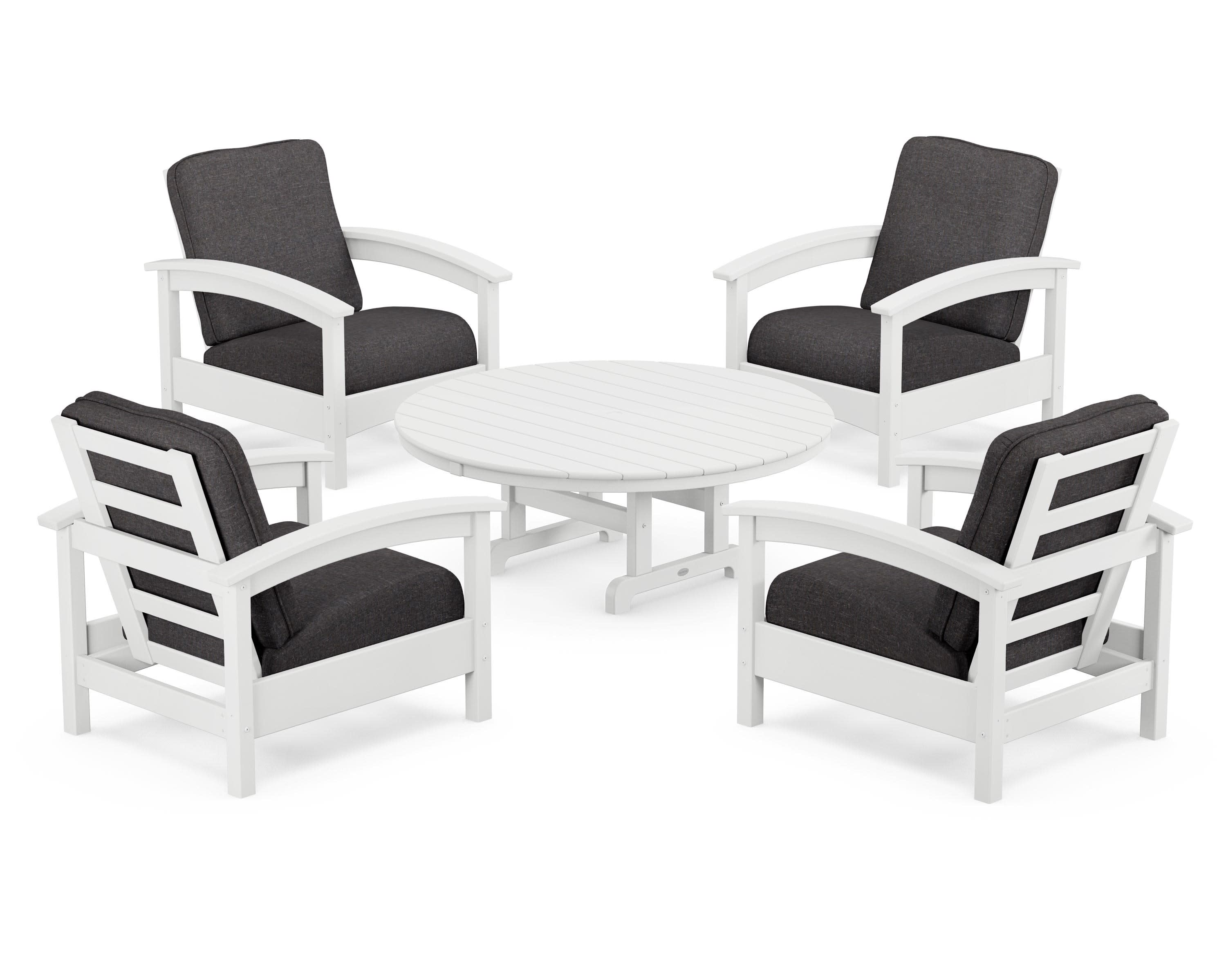 Rockport 5-Piece Deep Seating Set in Classic White / Ash Charcoal