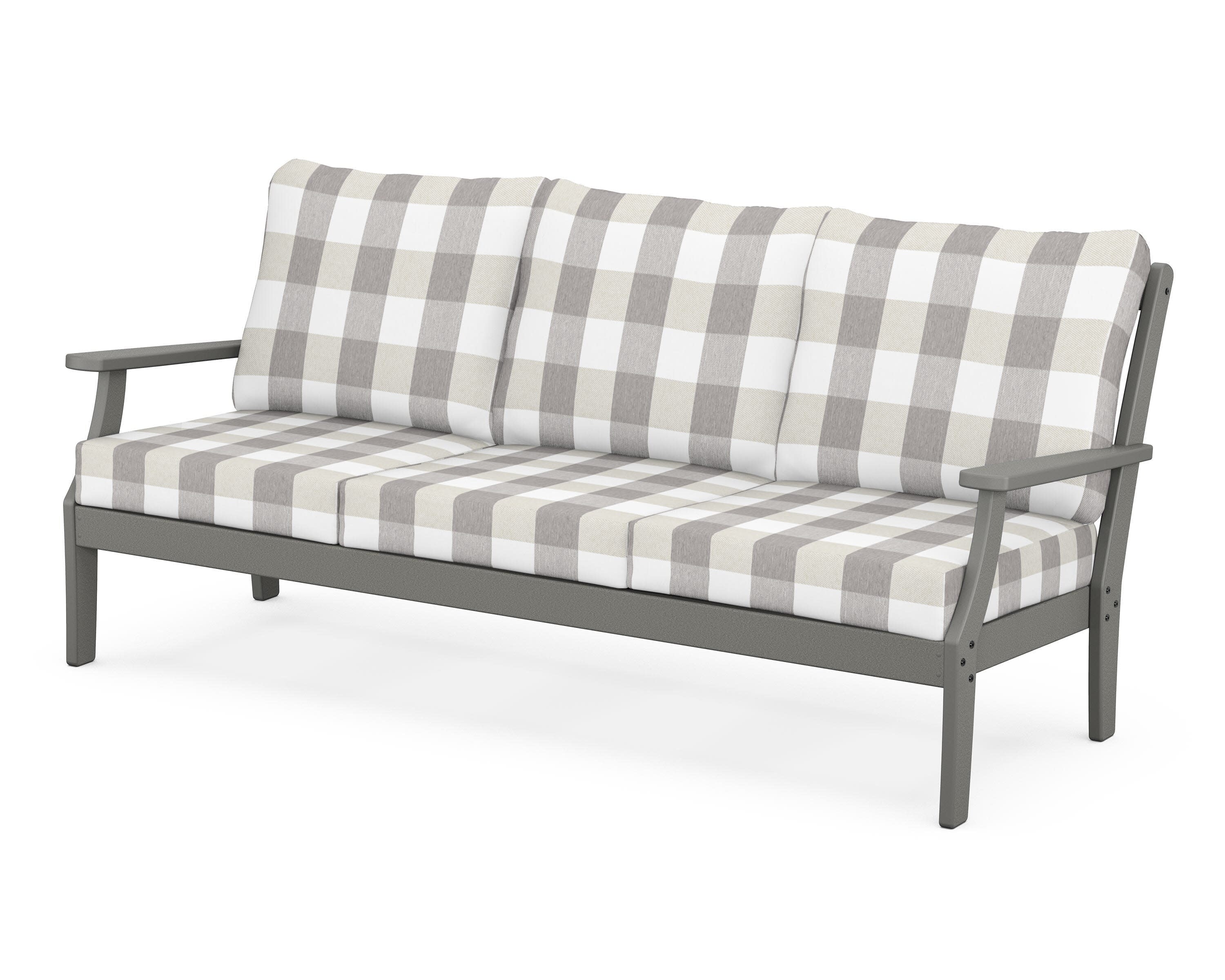 Yacht Club Deep Seating Sofa in Stepping Stone / Buffalo Plaid Grey Mist