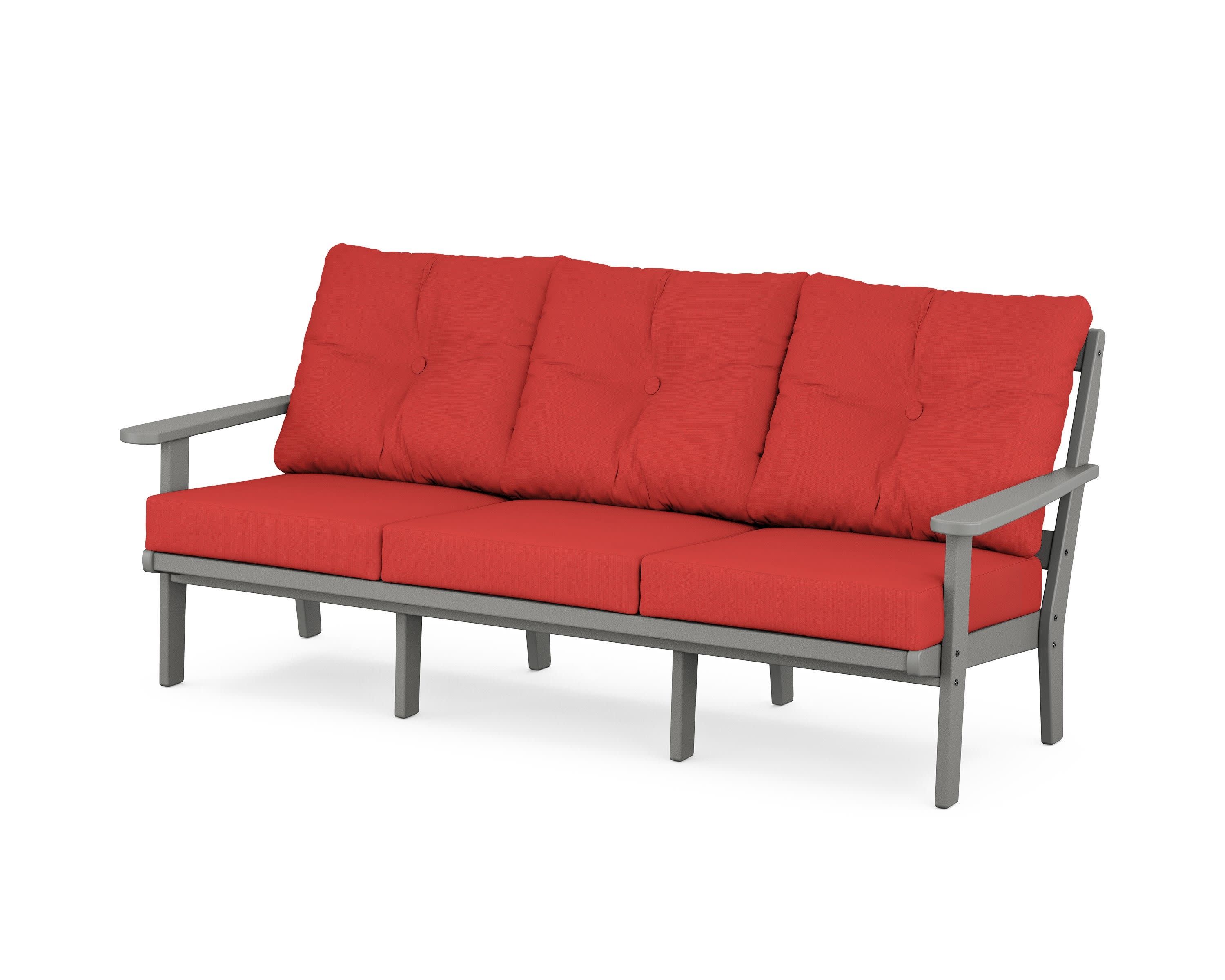 Cape Cod Deep Seating Sofa in Stepping Stone / Crimson Linen