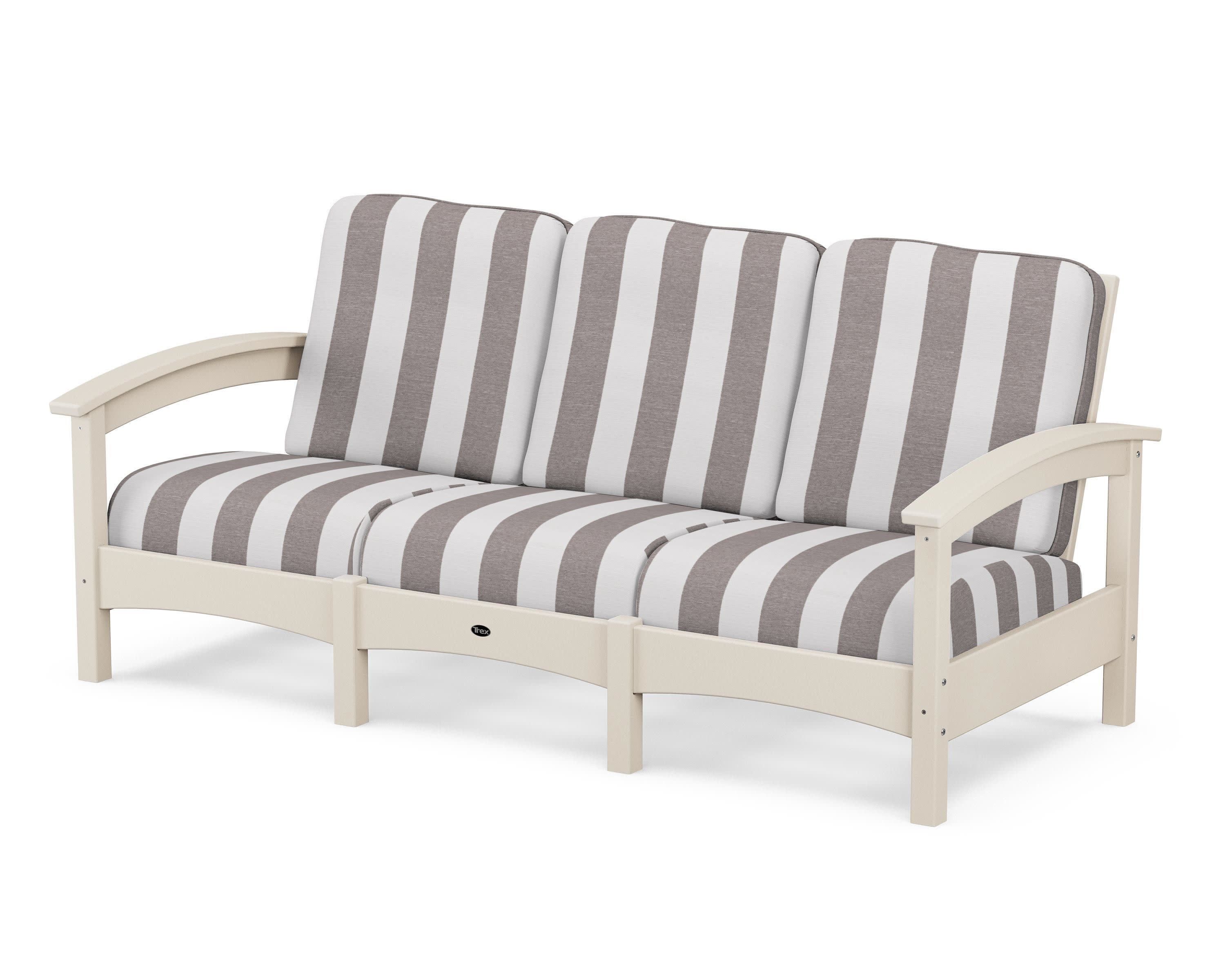Rockport Club Sofa in Sand Castle / Cabana Stripe Grey Mist