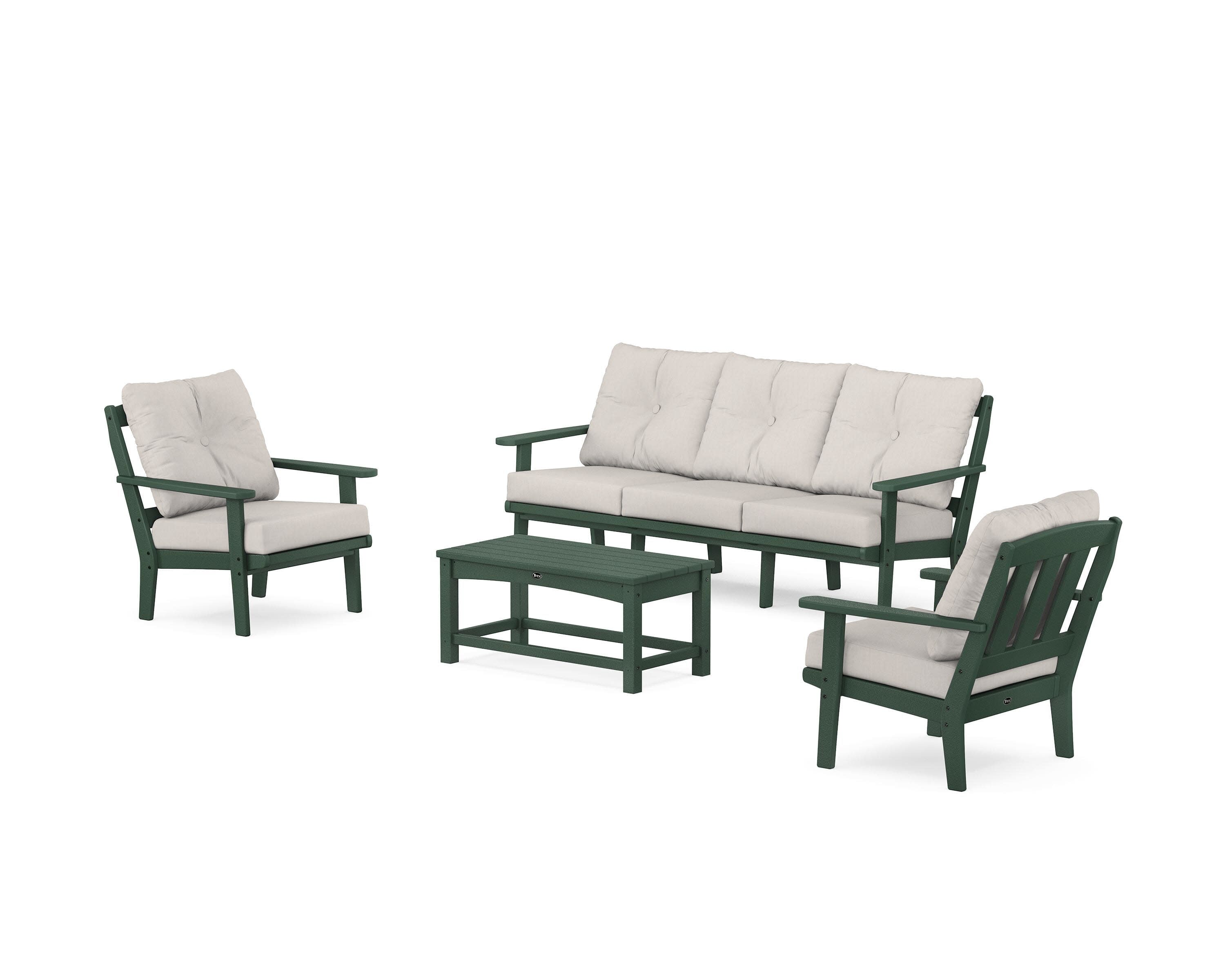 Cape Cod 4-Piece Deep Seating Set with Sofa in Rainforest Canopy / Cast Ash