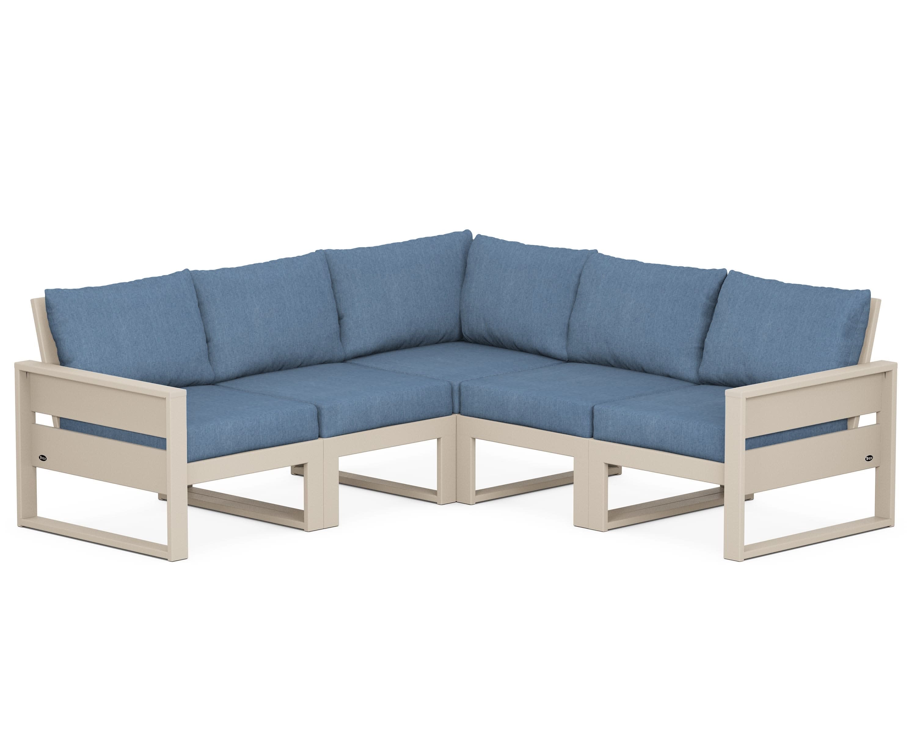 Eastport 5-Piece Sectional in Sand Castle / Sky Blue
